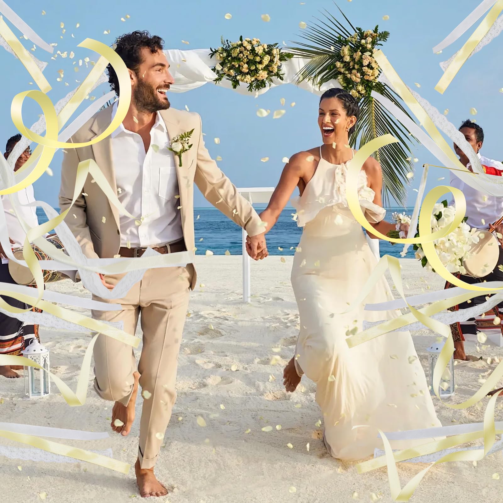 Bacchette Matrimonio con Grandi Campane,Bacchette da Sposa,Riutilizzabile Wedding Wands,Bacchette Nuziali per Decorazioni di Nozze Compleanno Feste (50 Pcs Beige)