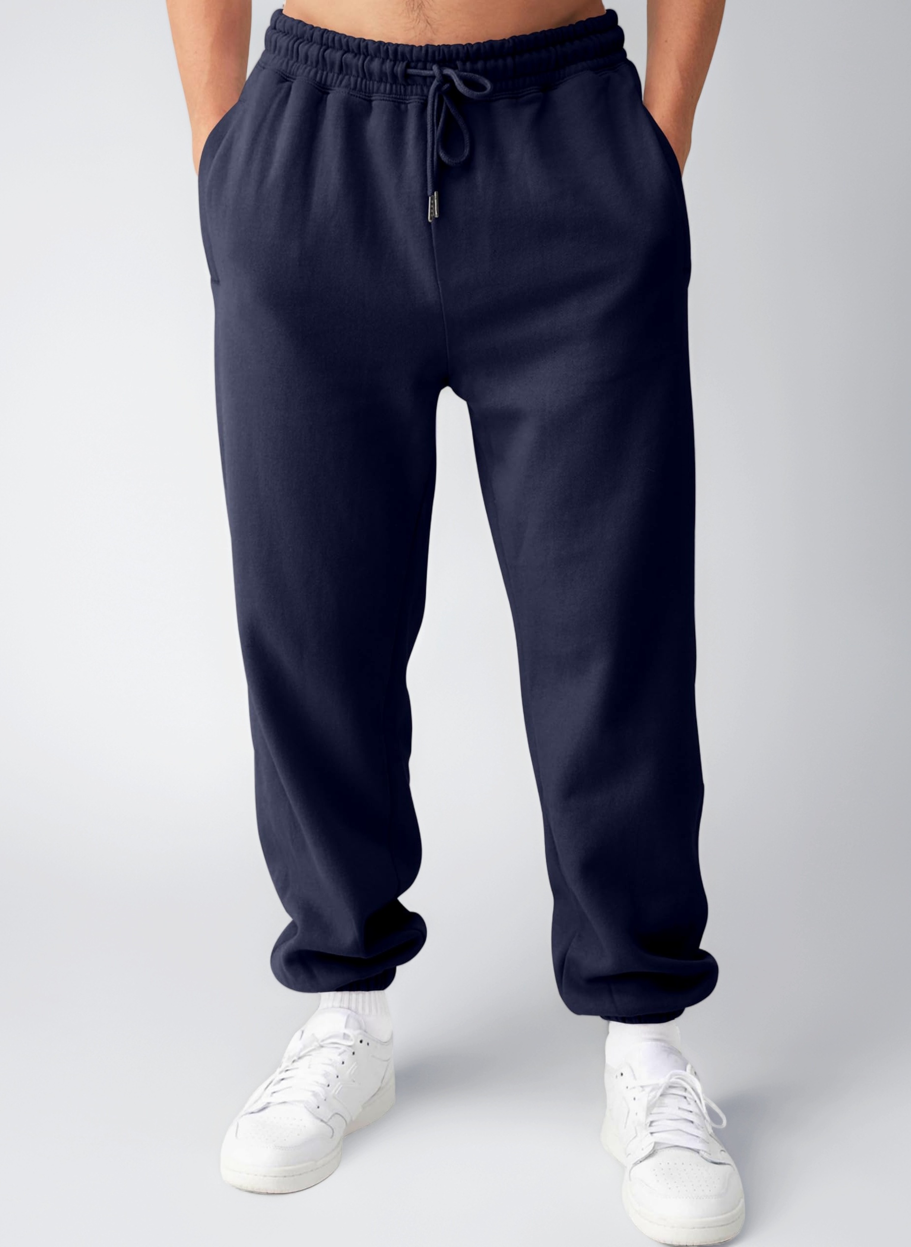 Mens Trousers Fleece Tracksuit Bottoms Elasticated Drawstring with Zip Pockets Cuffed Sweatpants Gym Sports Joggers Mens