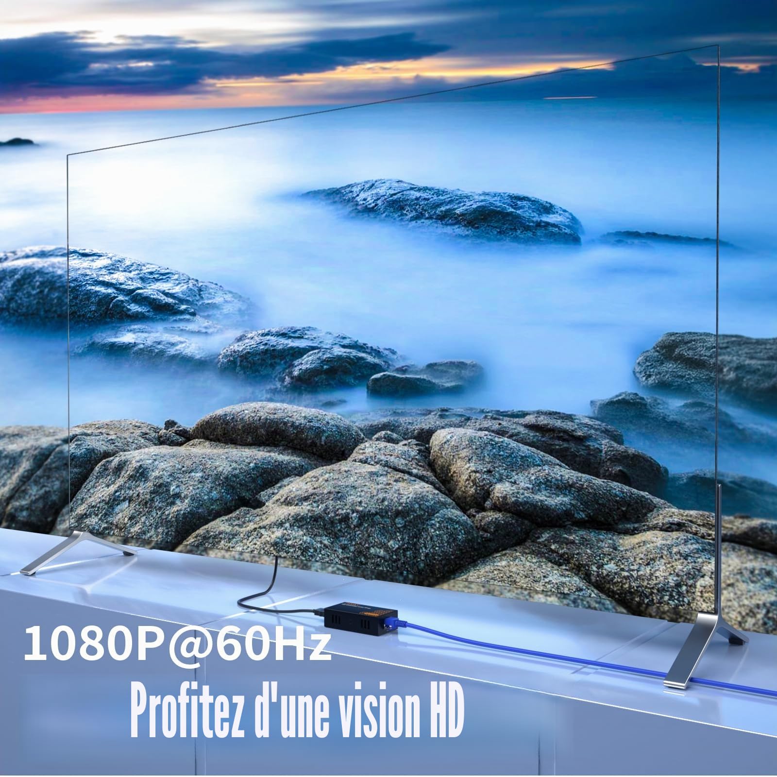 DT237P HDMI Extender sur IP 120m/400ft Extendeur HDMI RJ45 sur Single Cat5e / 6/7 Full HD 1080P@60Hz Support POE et Transmission 1 vers Plusieurs Via Switch