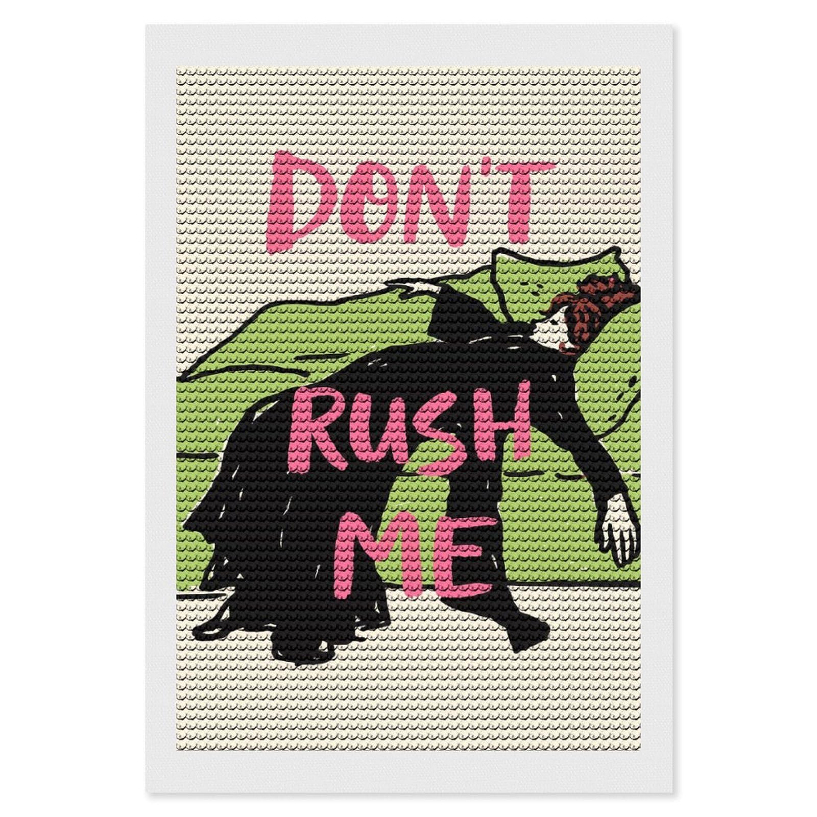 Junmoney Dont Rush Me Diamond Painting Canvas Set 8"x12", Full Kit Included, Calming Craft to Unwind, Farmhouse Decor, Christmas Gift