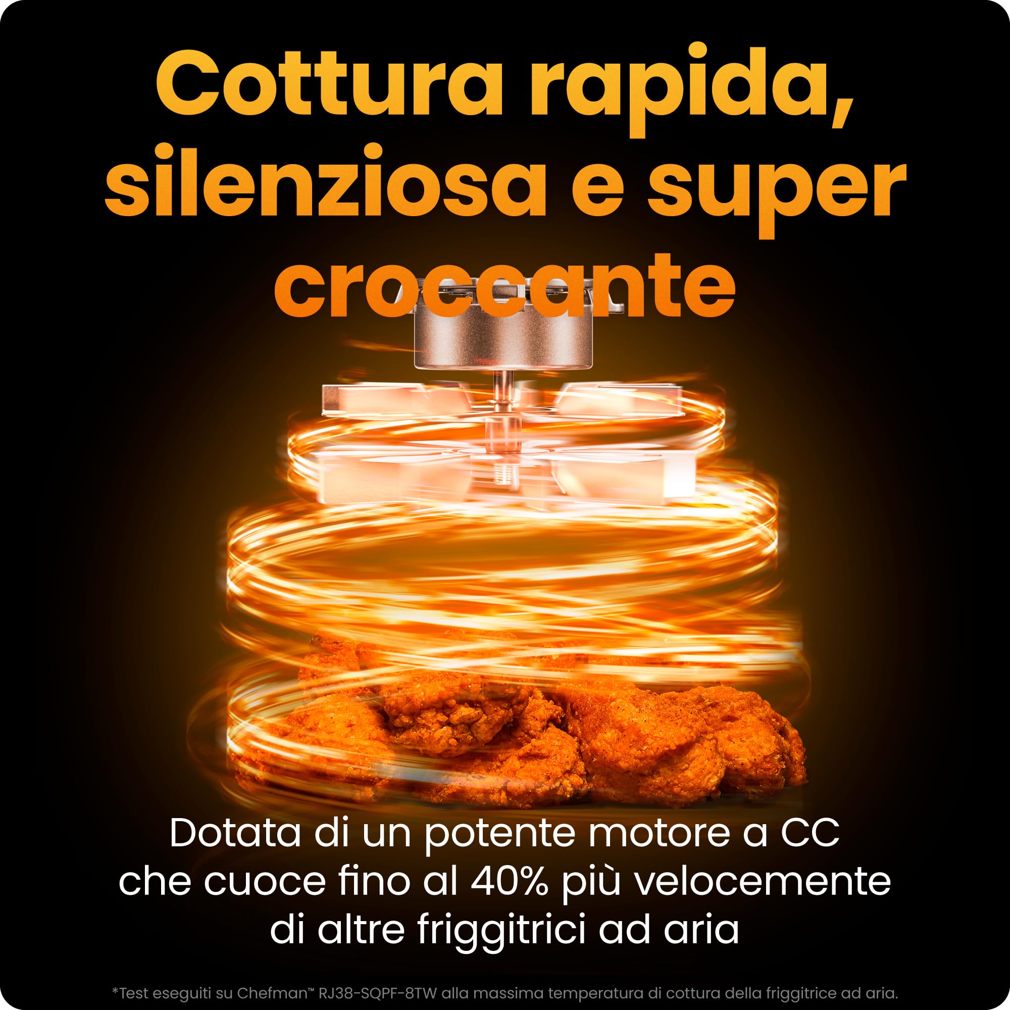 Chefman Friggitrice ad Aria TurboFry 8,5L, 6-in-1, 230°C, Cestello XL | Frittura ad aria, infornare, grigliare, riscaldare, disidratare, scongelare, finestra, Nera