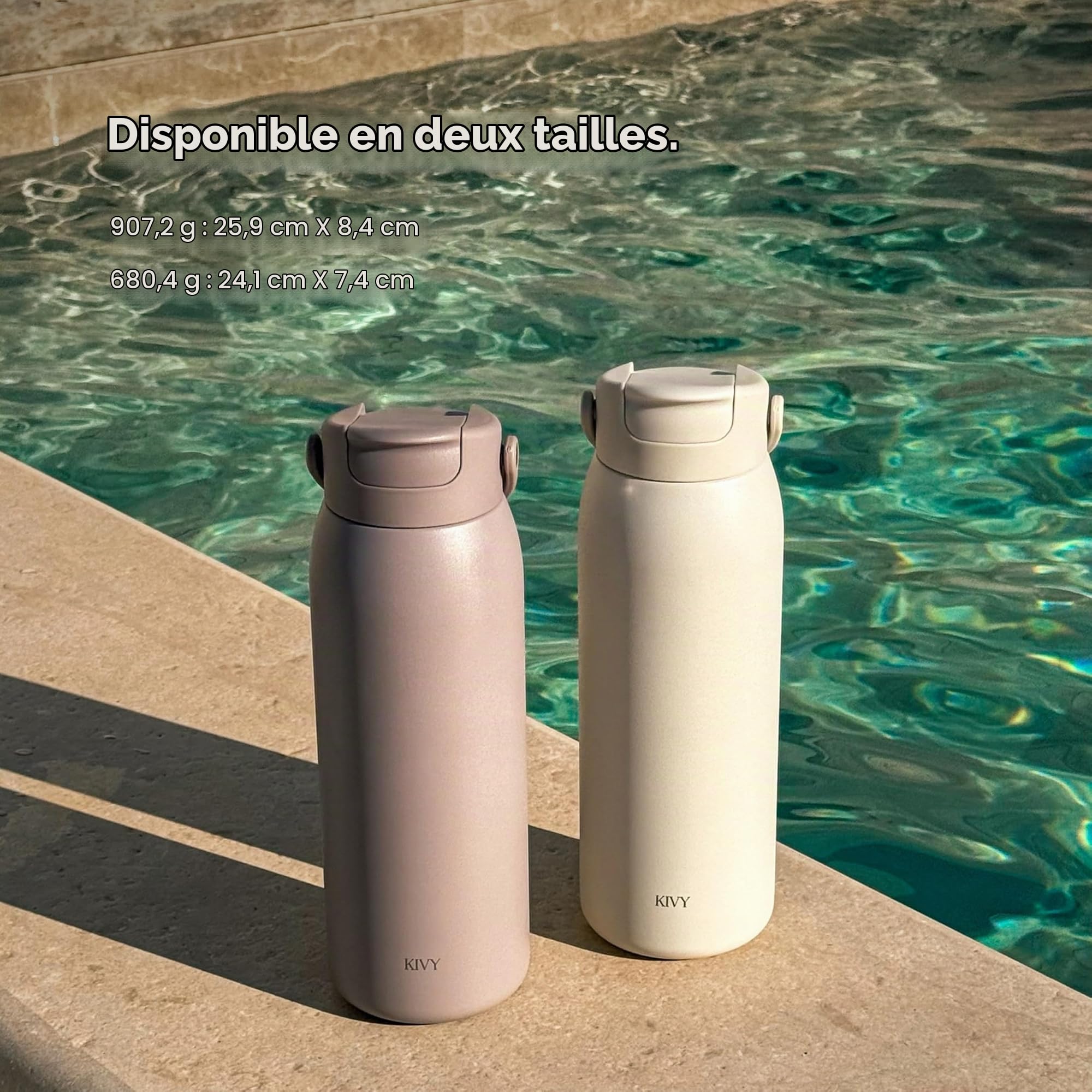KIVY Gourde en acier inoxydable 1 l avec paille - Bouteille isotherme de 1 l - Passe au lave-vaisselle - Gourde Gym & Fitness - Gourde isotherme en acier inoxydable - Bouteille isotherme | 24 heures de froid, 12 heures de chaleur, anti-fuite, isotherme, b