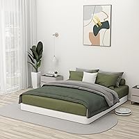 Vista 4 de Somier de caja para cama tamaño Queen de 5 pulgadas de perfil bajo resistente para base de cama, base de colchón, marco de caja, viene con funda
