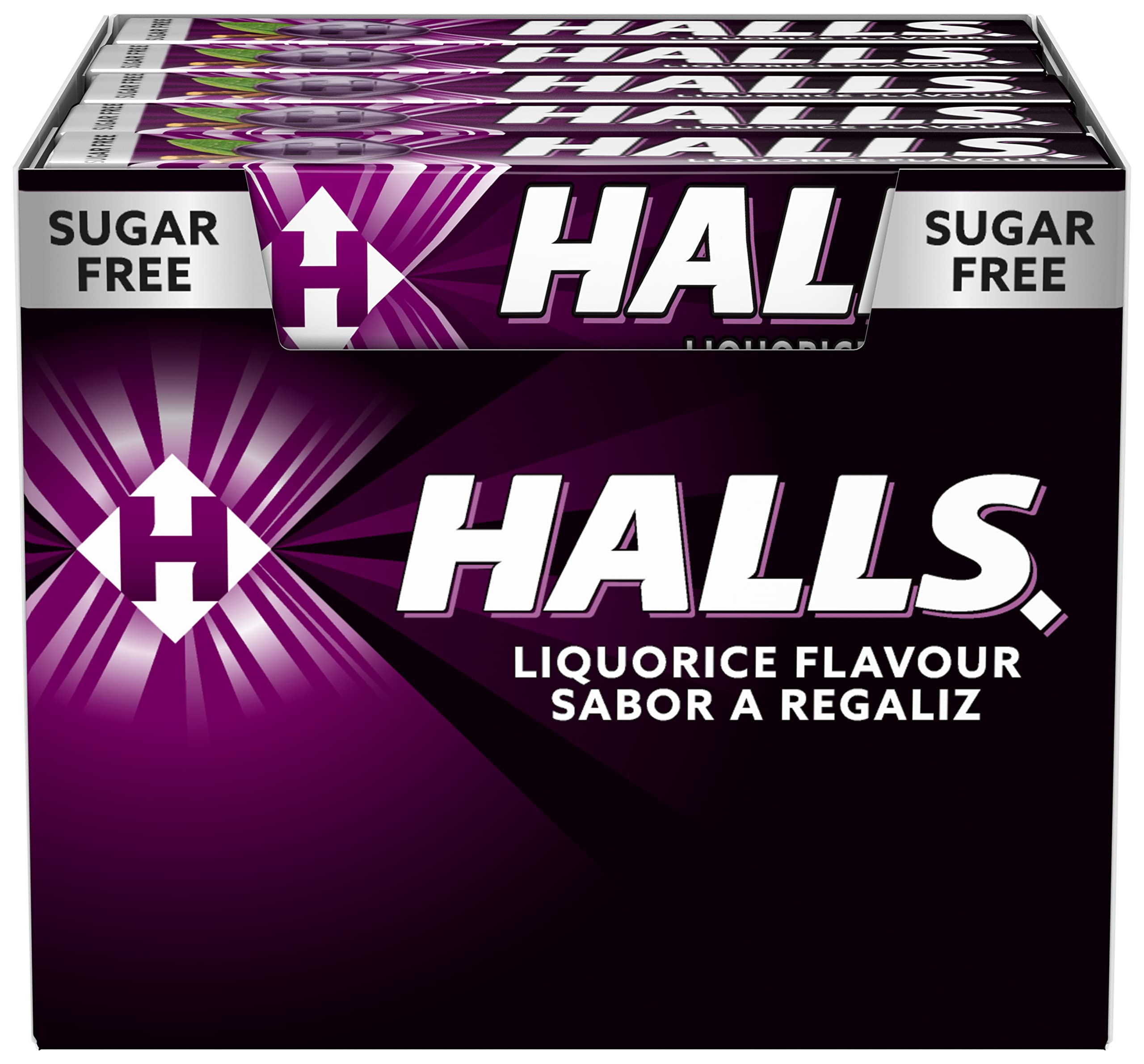 Halls Regaliz, Caramelo Sin Azúcar, Caja de 20 Sticks de 32 g | Caramelos sin azúcar con sabor a regaliz y efecto refrescante, perfectos para disfrutar de frescor en cualquier momento