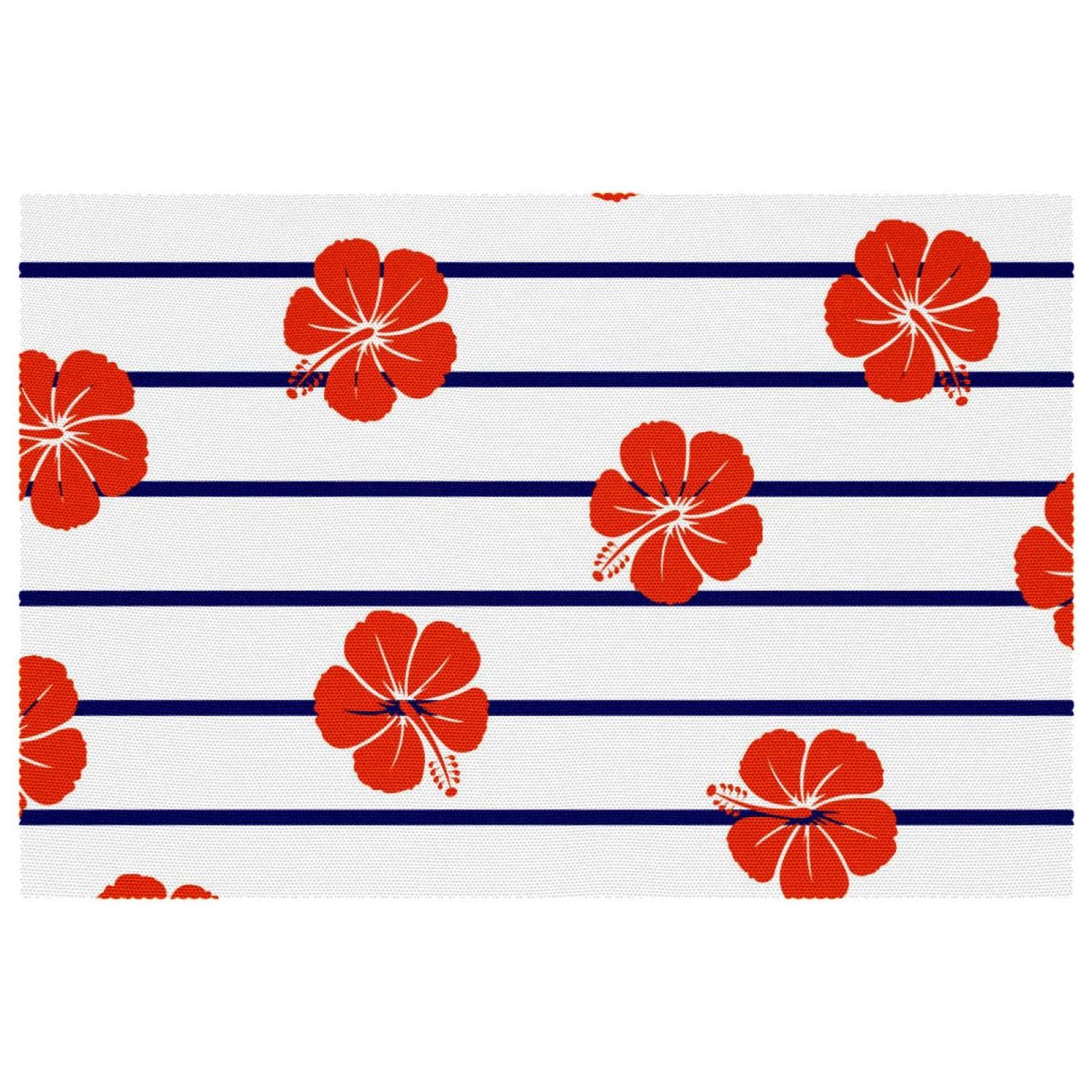 Sets de table antidérapants et résistants à la chaleur lot de 6 motifs fleurs d'hibiscus