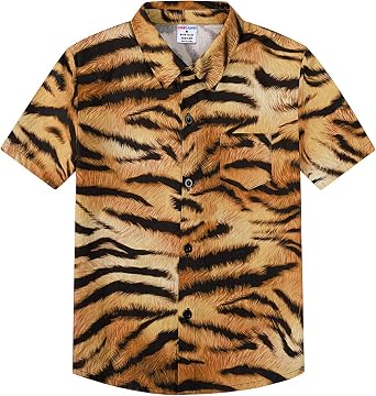 COSLAND 2T-Large Boys and Toddlers Animal Print Shirt Kids Cotton Button Down Top