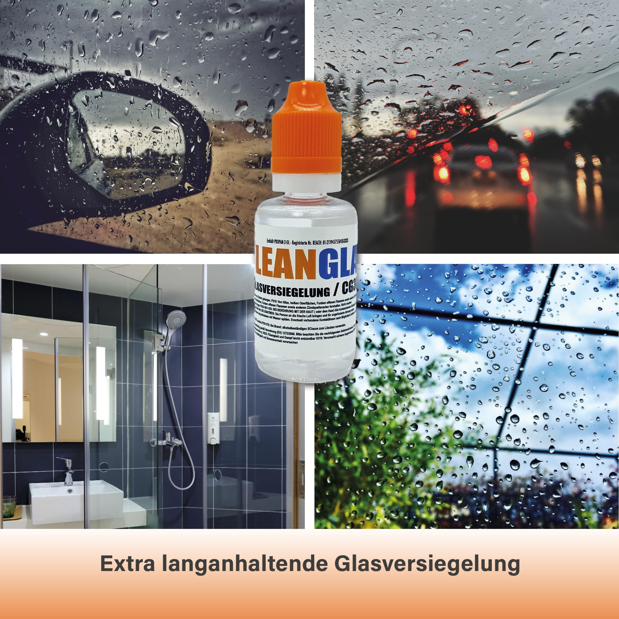 Scheibenversiegelung Auto mit Instant Effekt Technologie I Regenabweiser Autoscheiben durch Lotuseffekt I 30 ml bis 10 x Anwendung I Autoscheiben Versiegelung I Nano-Glasversiegelung Auto