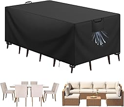 Garden Furniture Cover Garden Table Tarpaulin Oxford Fabric 420D Protective Outdoor Furniture Cover Waterproof, Windproof, Anti-UV, Rattan Furniture Cover, Black, 242 x 162 x 100 cm