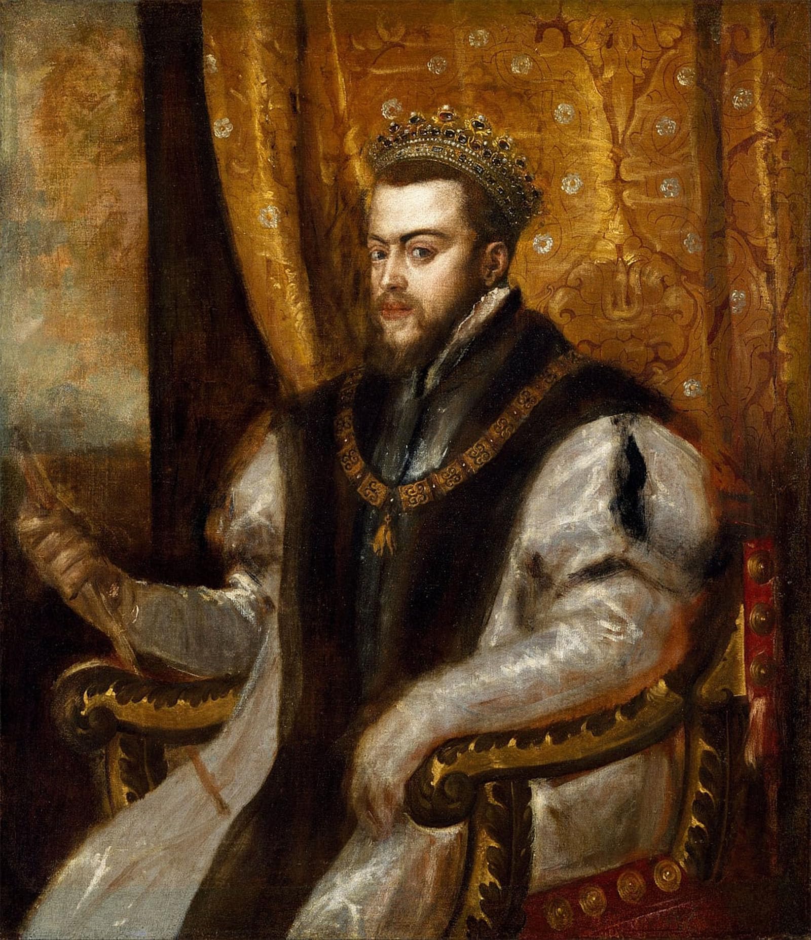 POSTERIIk Famous Modern Artwork Art Mural King Philip Ii of Spain by Tiziano Vecelli Oil Paintings Pictures for Home Decor 60x90cm