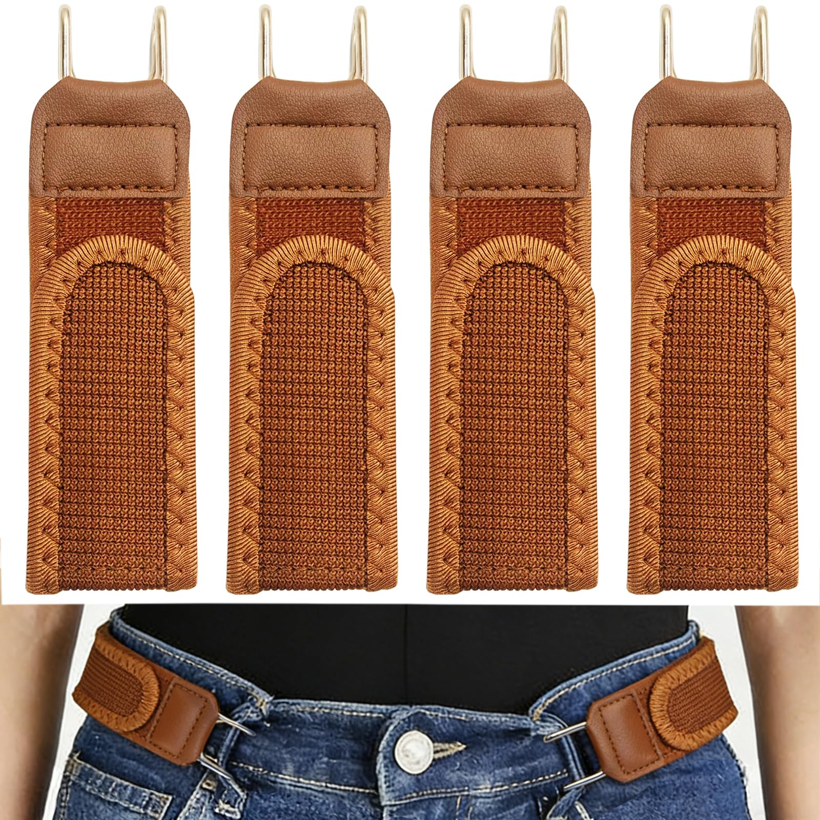 FLYGRRIV Gürtel Ohne Schnalle, Elastischer Schnallenloser Gürtel Herren & Damen, Buckle Less Belt mit Metallhaken, Verstellbar mit Klettverschluss, Komfortabel und Einfach zu Bedienen