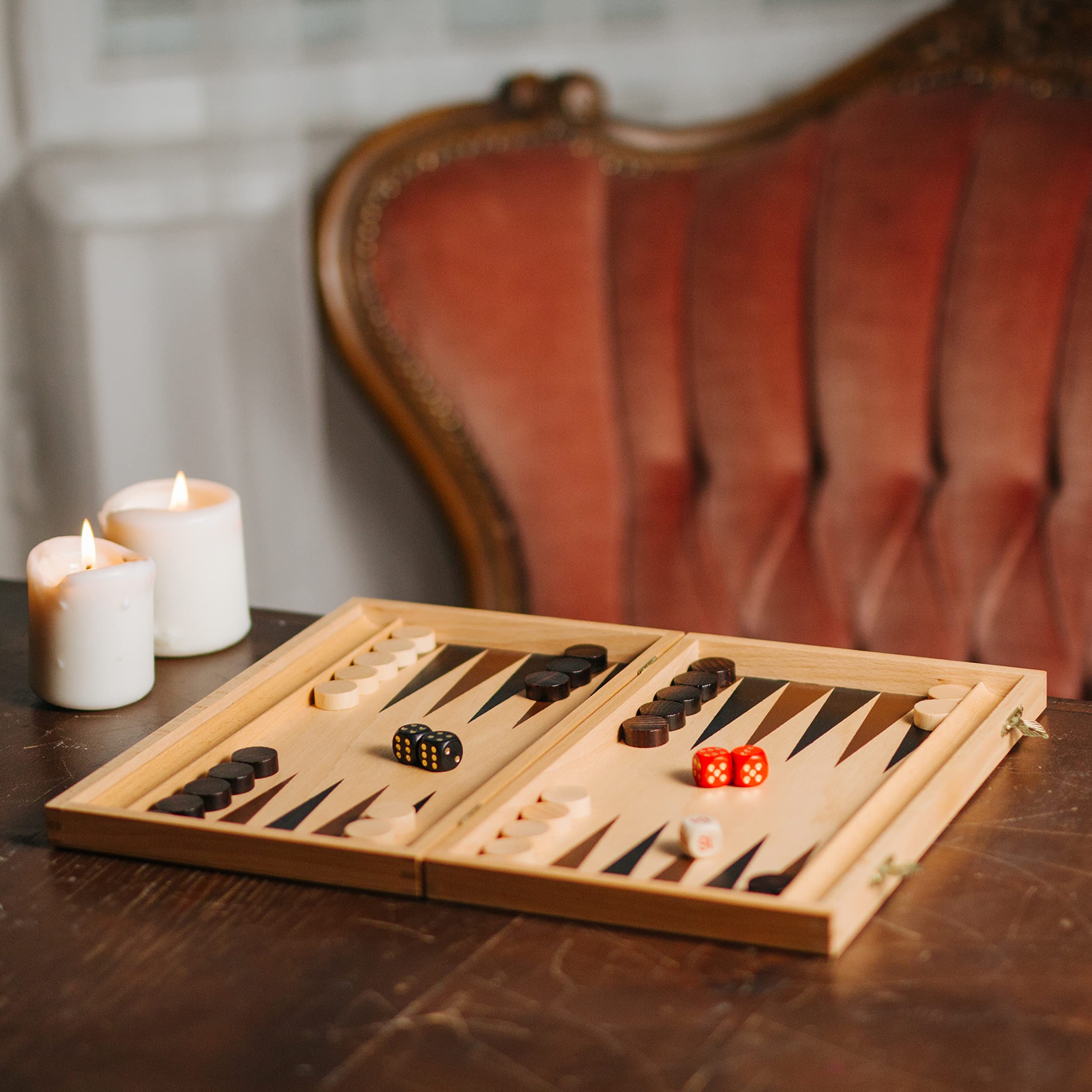 Pions de backgammon en bois de schima 35x8mm