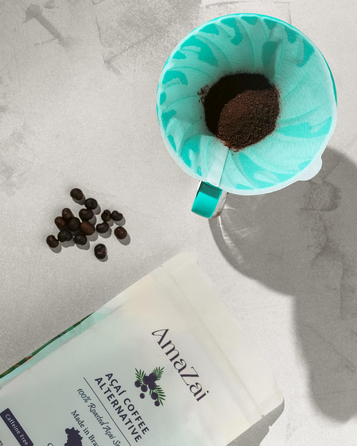 AmaZai USDA Organic Açaí Coffee Alternative | Roasted Açaí Seed Superfood | Caffeine-Free, Low Acid & Gut Friendly | Brews Like Coffee (25 servings)