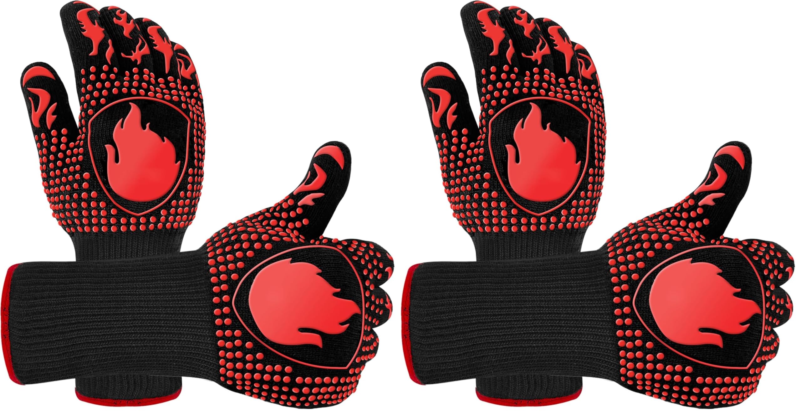 BBQ Gloves, Oven Mitts Grilling Gloves - 1472℉ Extreme Heat Resistant Oven Gloves, Non-Slip Silicone Cooking Gloves for Grilling, Barbecue, Baking, Welding (A Pair) — view 7