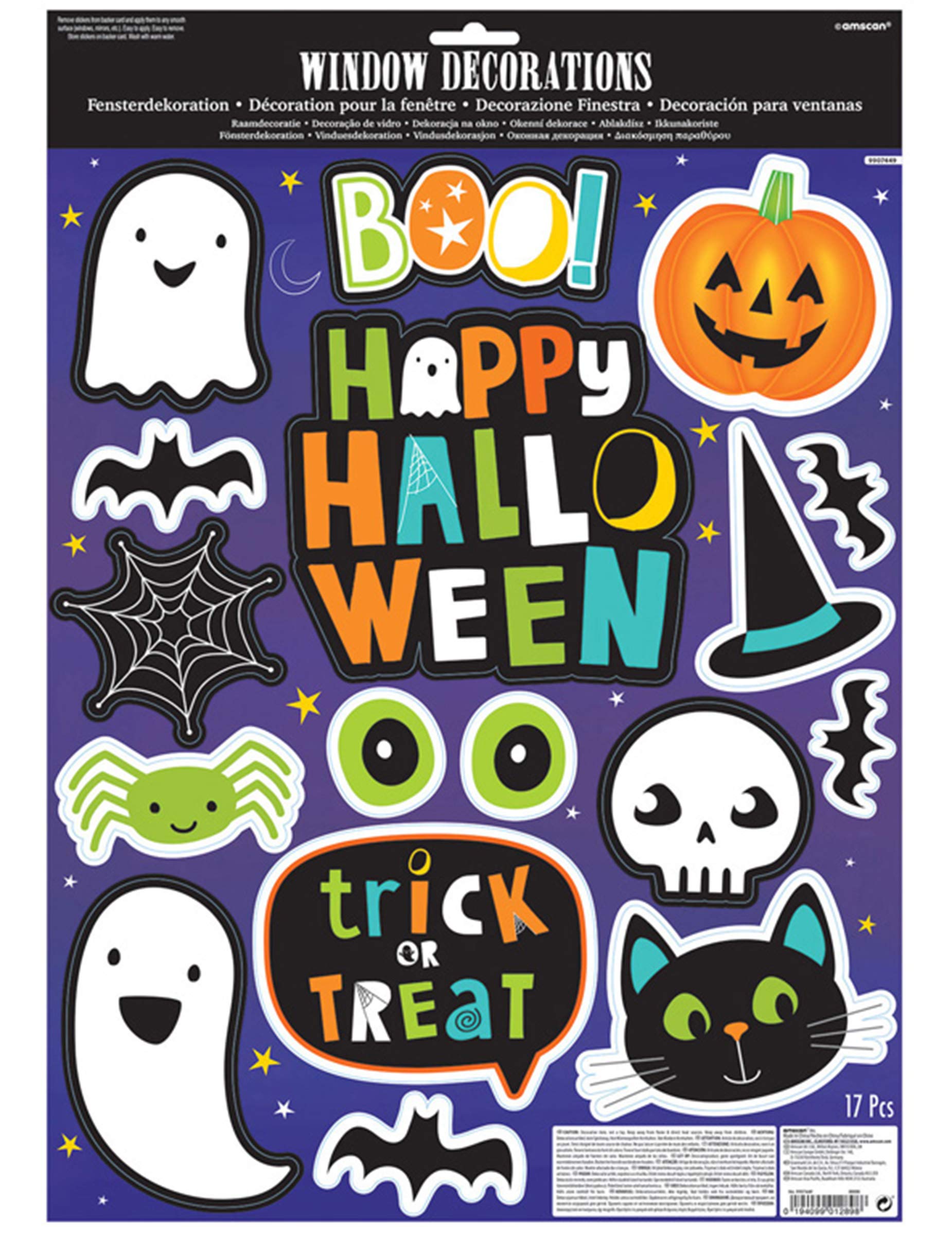 Amscan 9907449 - Adesivi per finestra di Halloween Friends - 17 pezzi