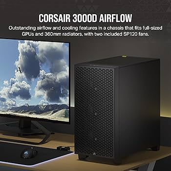 Amazon | CORSAIR 3000D TG AIRFLOW Black 120mmファン 2基搭載