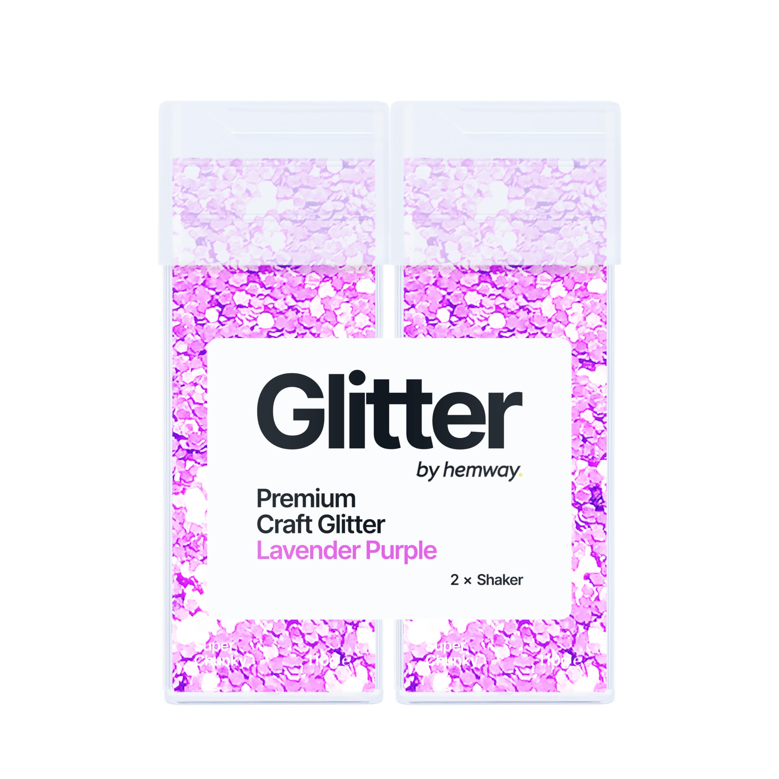 Hemway Glitter Shaker Lavender Purple 110g x2 Pack Super Chunky, Craft Glitter Shakers for Resin & Epoxy Crafts