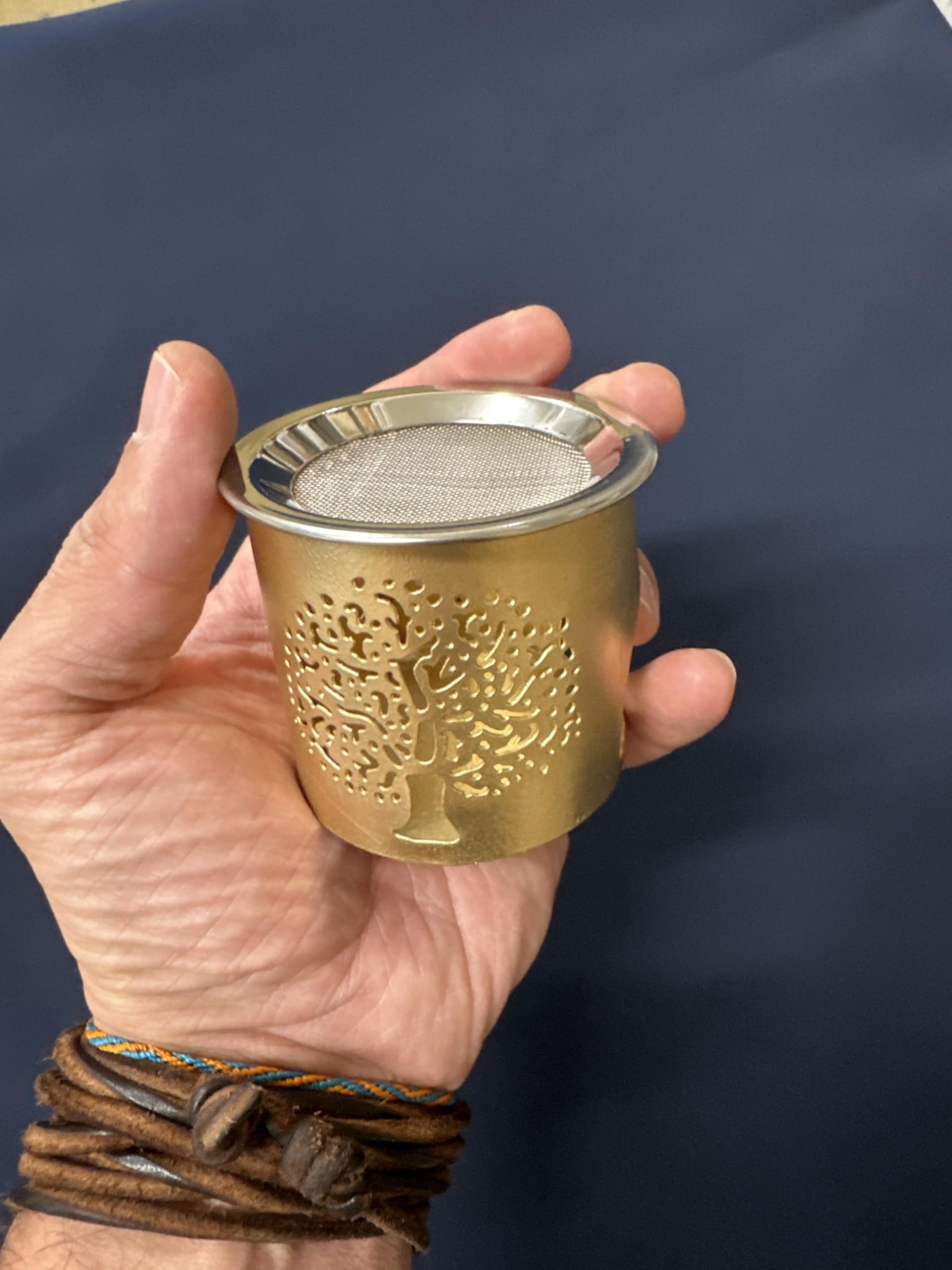 NKlaus bruciatore di incenso in ferro argento opaco Altezza: 8cm Modalità operativa tea light con setaccio per incenso 10915
