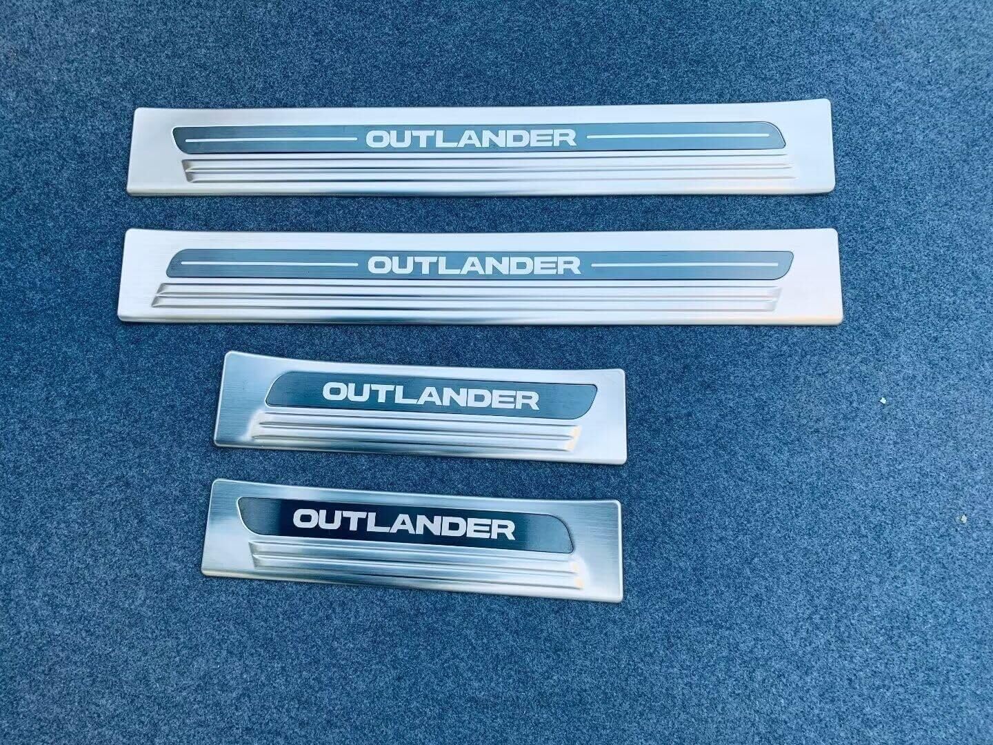 Car Door Sill Scuff Plate Guard Protector, for Mitsubishi Outlander 2023 2024 2025, Stainless Steel Trim Cover Accessories (Outside, Silver)