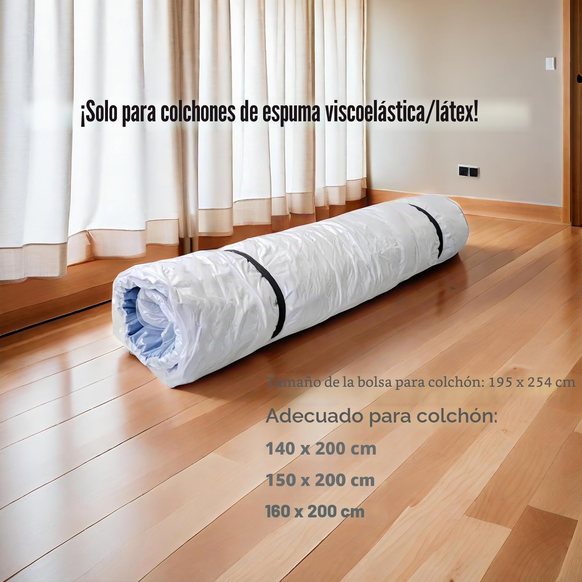 WORKKOOL Bolsa de colchón al vacío para mudanzas y almacenamiento, bolsa de espuma con cremallera (Para colchones 140/150/160x200cm)