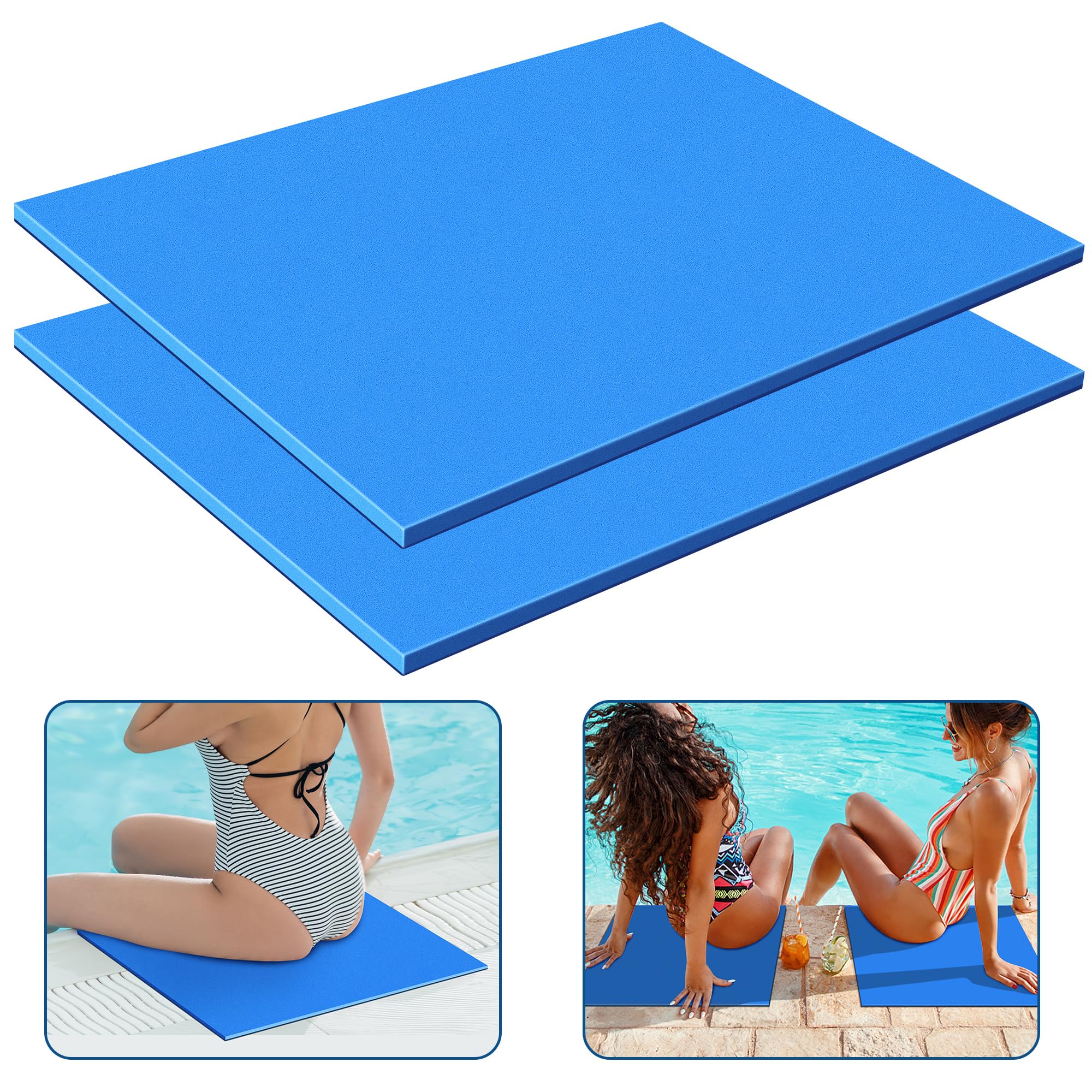 DECOHS 2 Pcs Poolside Seating Mat- 17 x 13 x 0.43 Inch EVA Foam Cushion Poolside Cushion Mat- Anti Slip Pool Edge Seating Pad for Summer Outdoor Beach Poolside Accessories