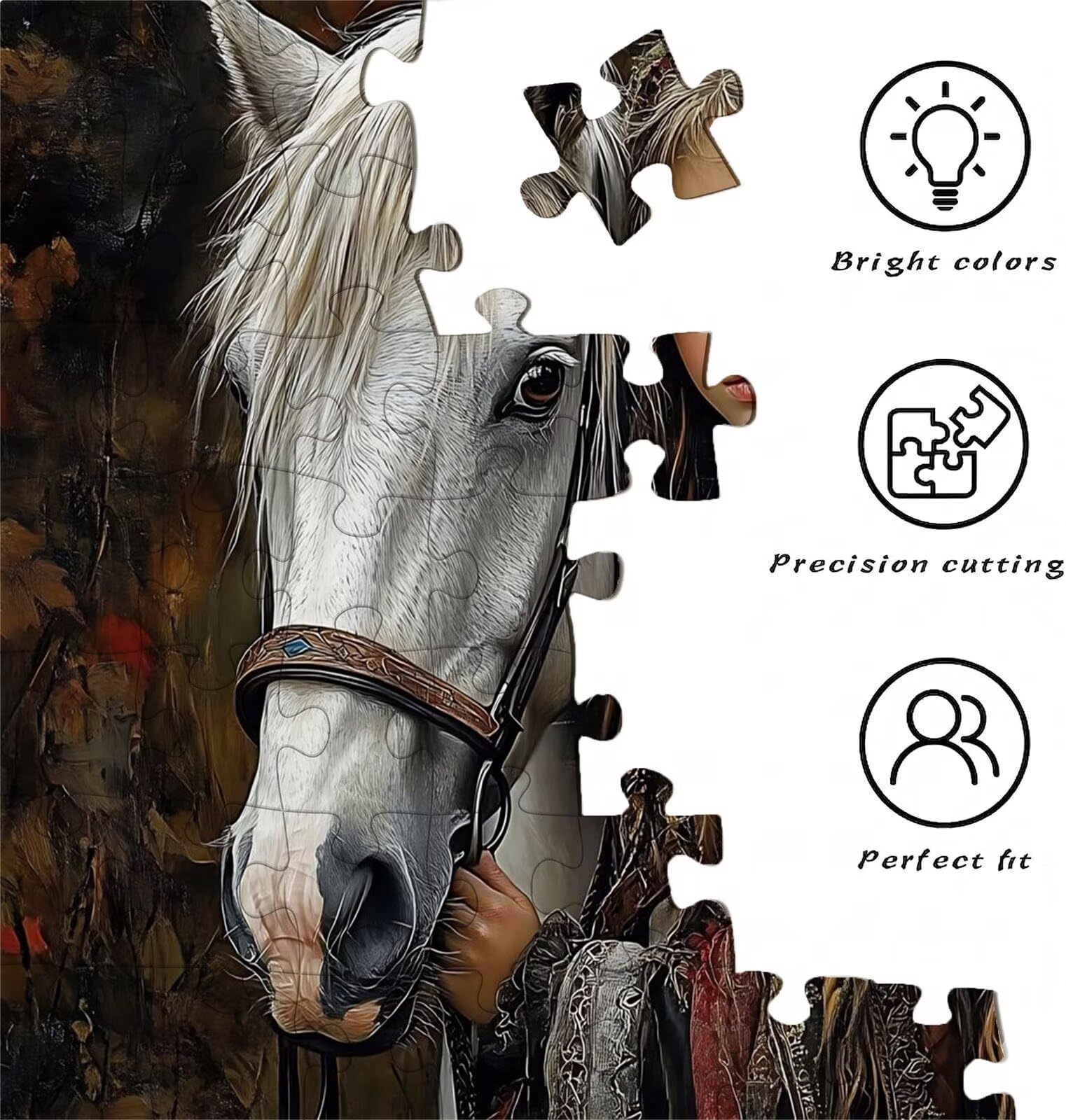 Puzzle 3000 Teile, Holzpuzzle Erwachsene Tier Pferd Impossible Klassische Jigsaw Puzzles 122 x 81 cm, Familien Spiel, Puzzle Stressabbau Denkspiel, Puzzle-Liebhaber w0-166