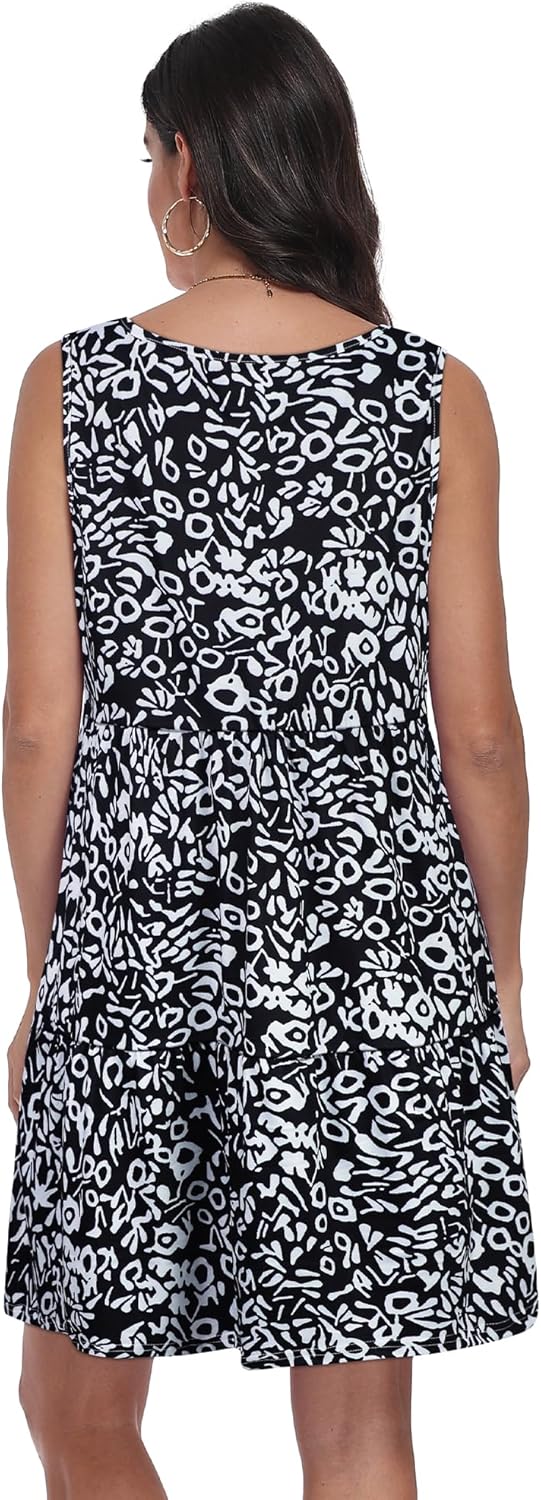 elescat Sundresses for Women Summer Casual Loose Sleeveless Tiered Swing V Neck Tank Dress with Pockets - Image 7