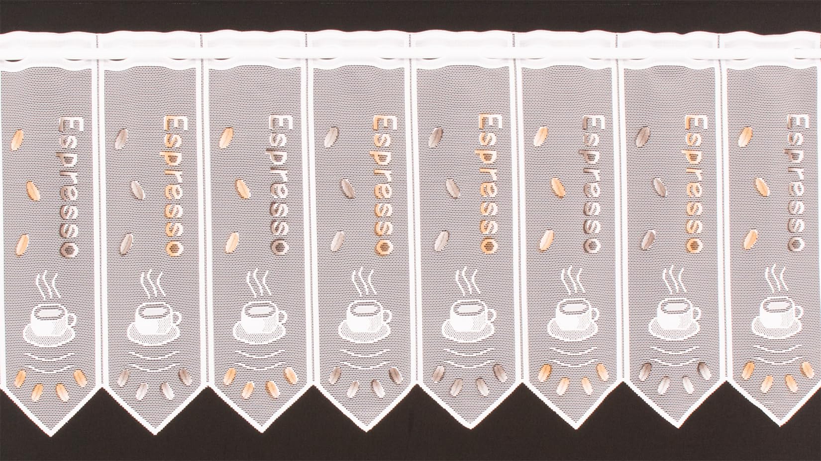 Scheibengardine Espresso 45x329 cm H/B weiß braun Creme Bistrogardine Vorhang Küche 1er Pack