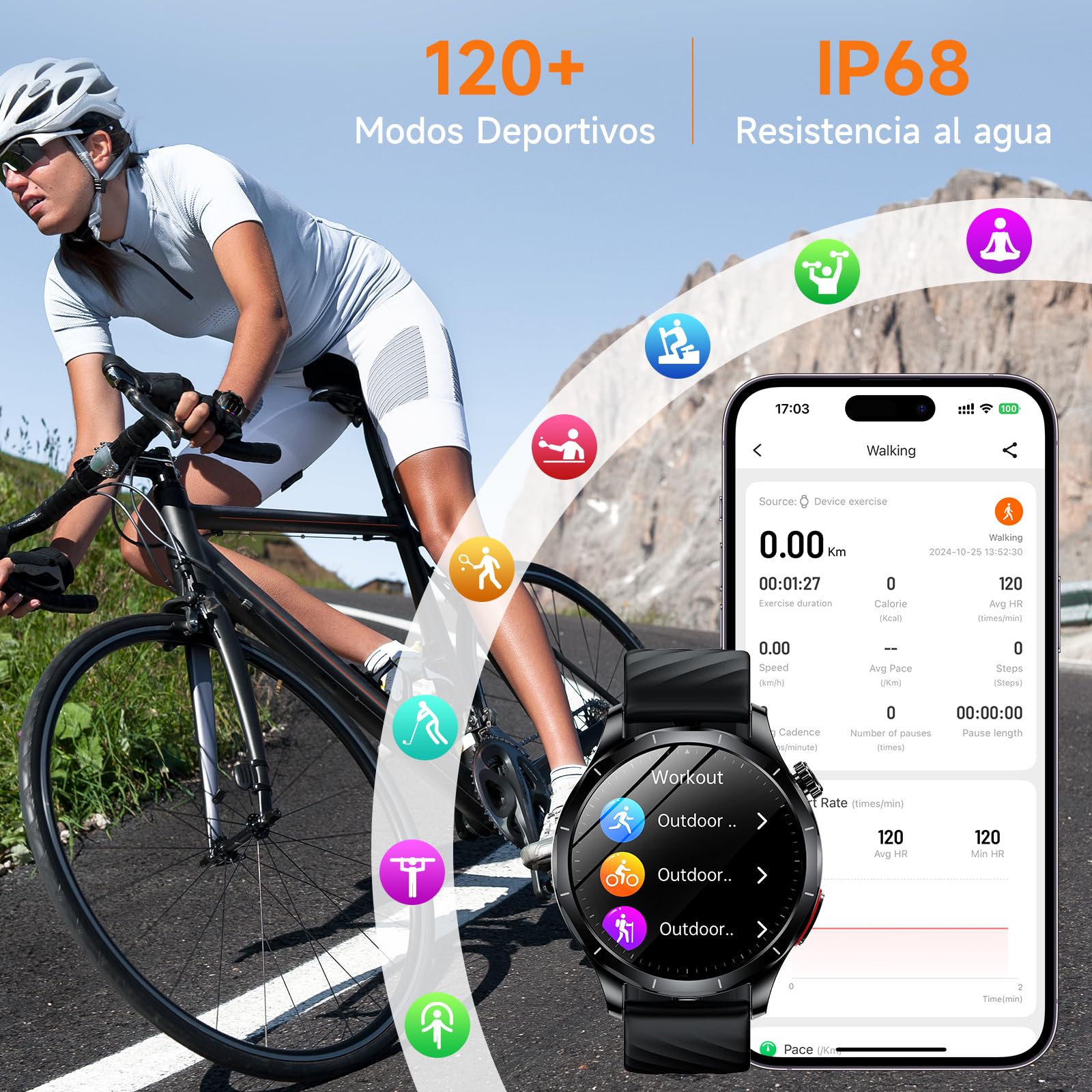 2026 ECG Reloj Inteligente Hombre con HRV/BMI/Tension Arterial, 1.43“ AMOLED Smartwatch con 24H Presión Arterial Pulsómetro SpO2 Temperatura Corporal Monitor de Sueño Pulsera Actividad ,Android iOS