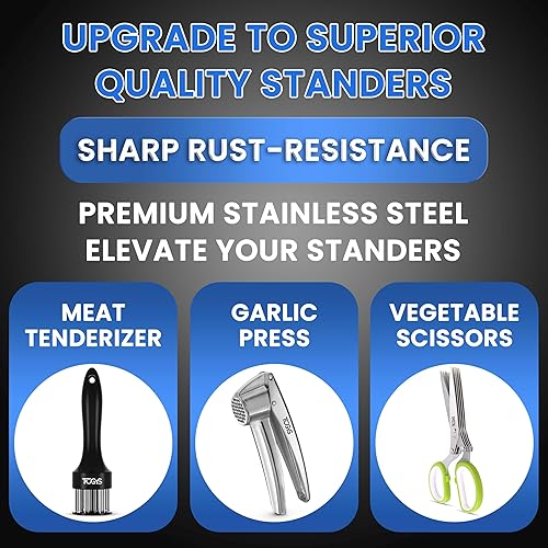 Miniatura 3 de Juego de herramientas de cocina 3 en 1 de alta calidad, prensa de ajo de acero inoxidable resistente, tijeras de hierbas y ablandador de carne, a