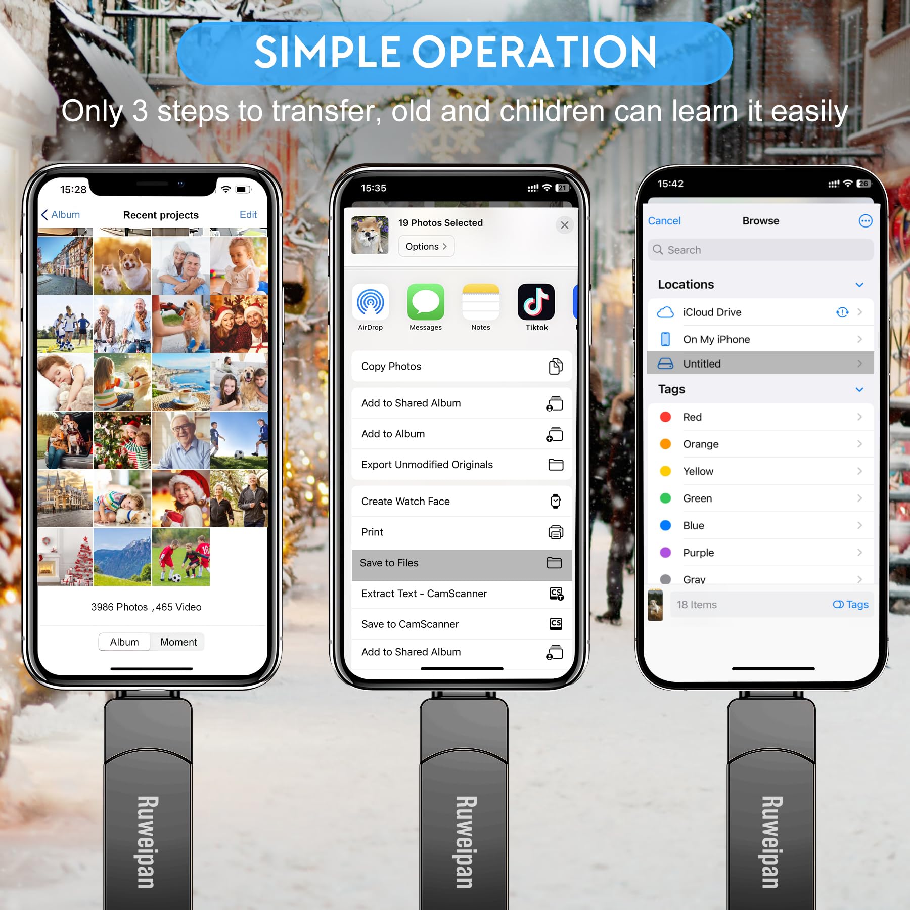 Chiavetta USB per Phone,[Senza APP] Ruweipan 512GB Pendrive USB C 4 in 1 Memoria Esterna USB 3.0 Chiavetta per Scaricare Foto Photostick per OTG Android/Smartphone/PC/Tablet/Pad/iOS(512G,Nero)