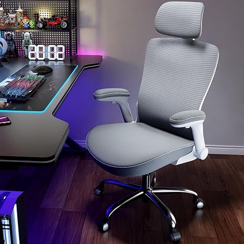 Miniatura 9 de Silla ergonómica de oficina, silla de computadora en forma de X, de malla de piel sintética con soporte lumbar ajustable, silla de escritorio