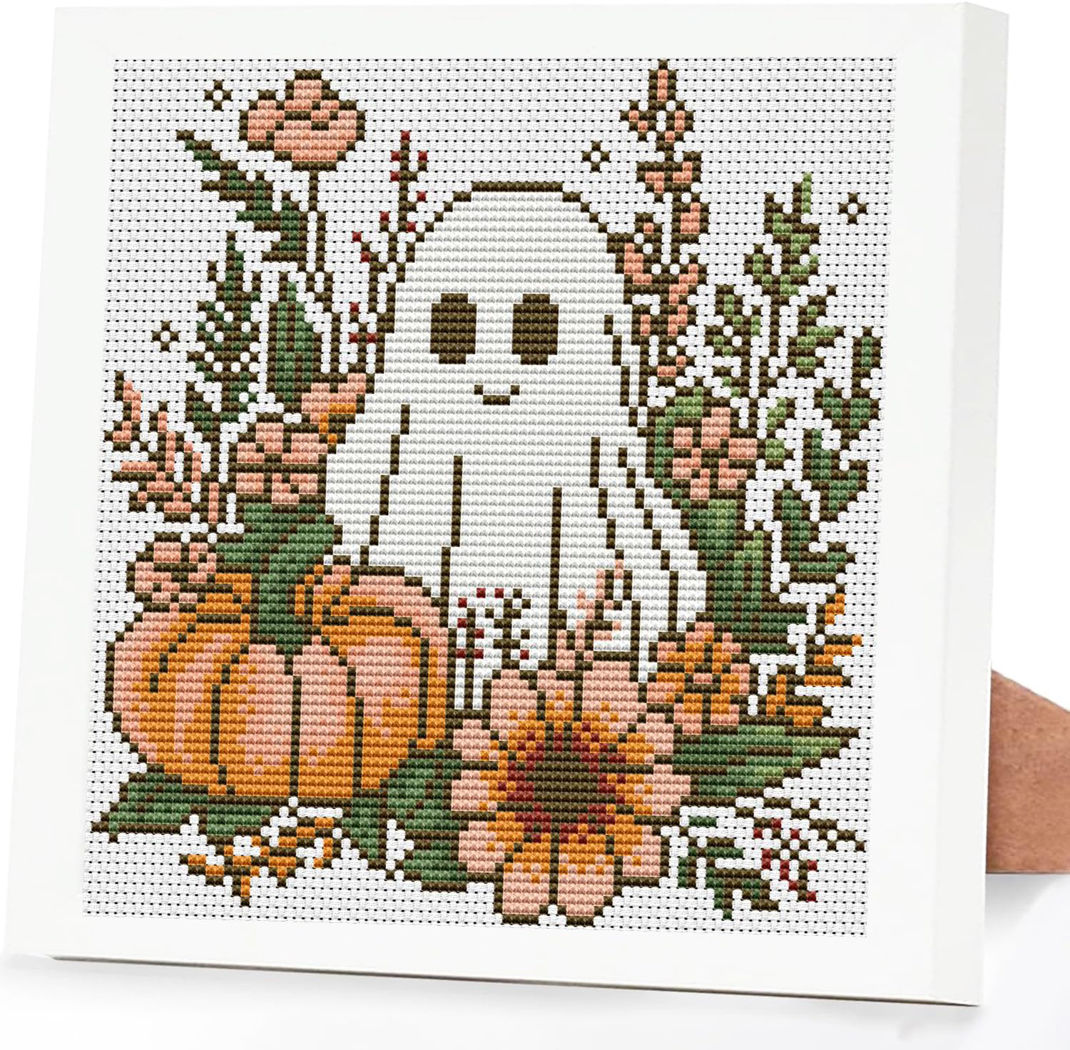 Ghost Flower Stamped Cross Stitch Kits for Adults Beginners with Frame