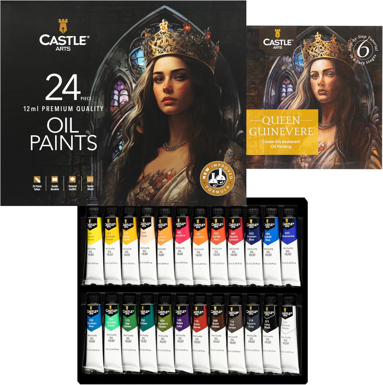 Castle Art Supplies 24 x 12ml Oil Paint Set | Great Value Set for Adult Artists