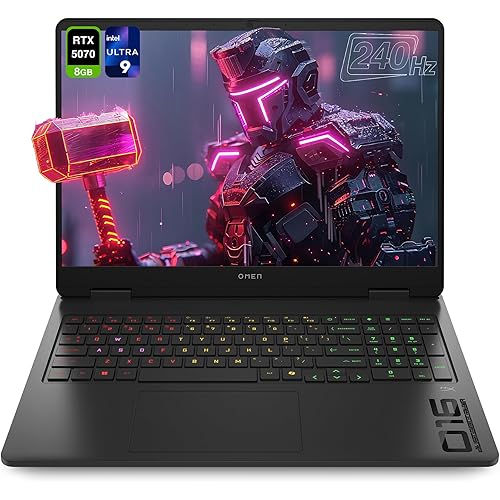 HP OMEN Slim 16 Gaming Laptop, Intel Ultra 9-285H, 64 GB DDR5 RAM, 4 TB PCIe SSD, 16" WQXGA (2560 x 1600) 240Hz Display, Nvidia G-Force RTX 5070, Backlit 4-Zone RGB Keyboard, W11 Home, Shadow Black