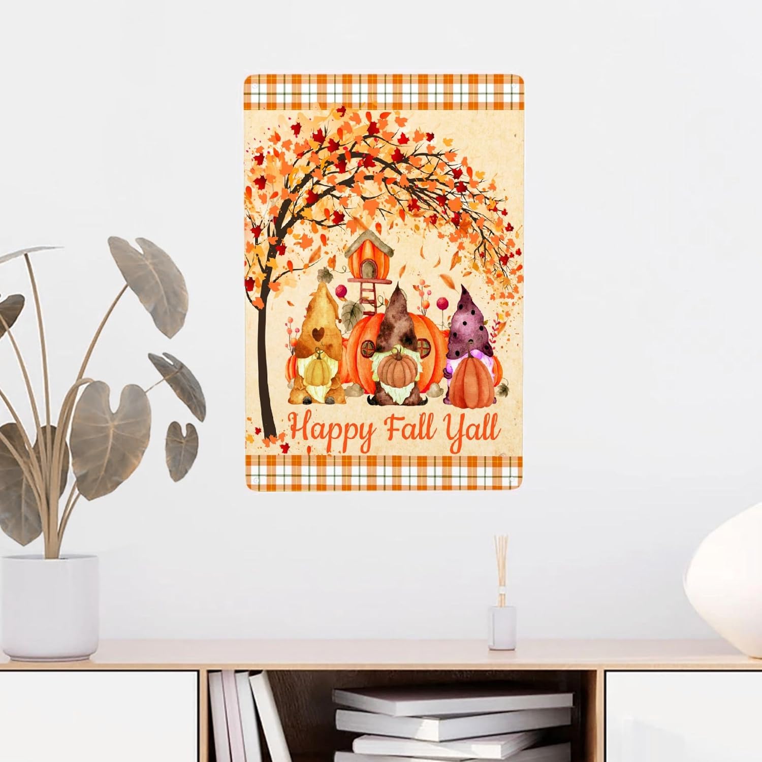 Letrero Fall Letrero vintage de aluminio con texto en inglés Hello Fall Yall ...