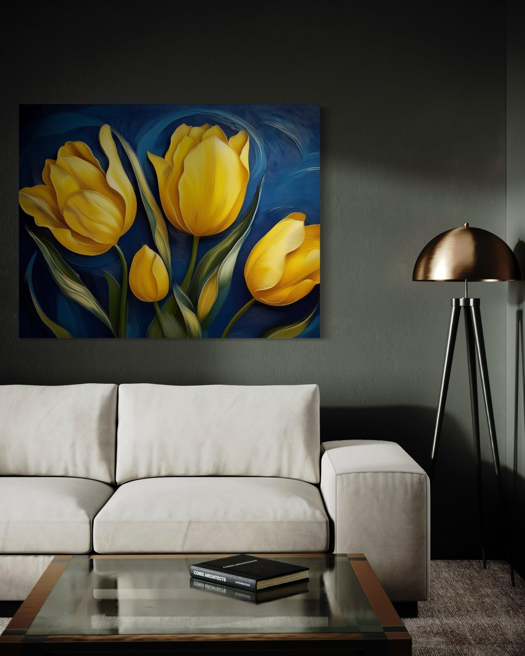 Feeby Impresión en Material Tejido no Tejido - cuadros decoracion salon modernos - cuadro lienzo - 120x80 cm - lienzo grande - Tulipán Naturaleza Flores- cuadros decoracion salon