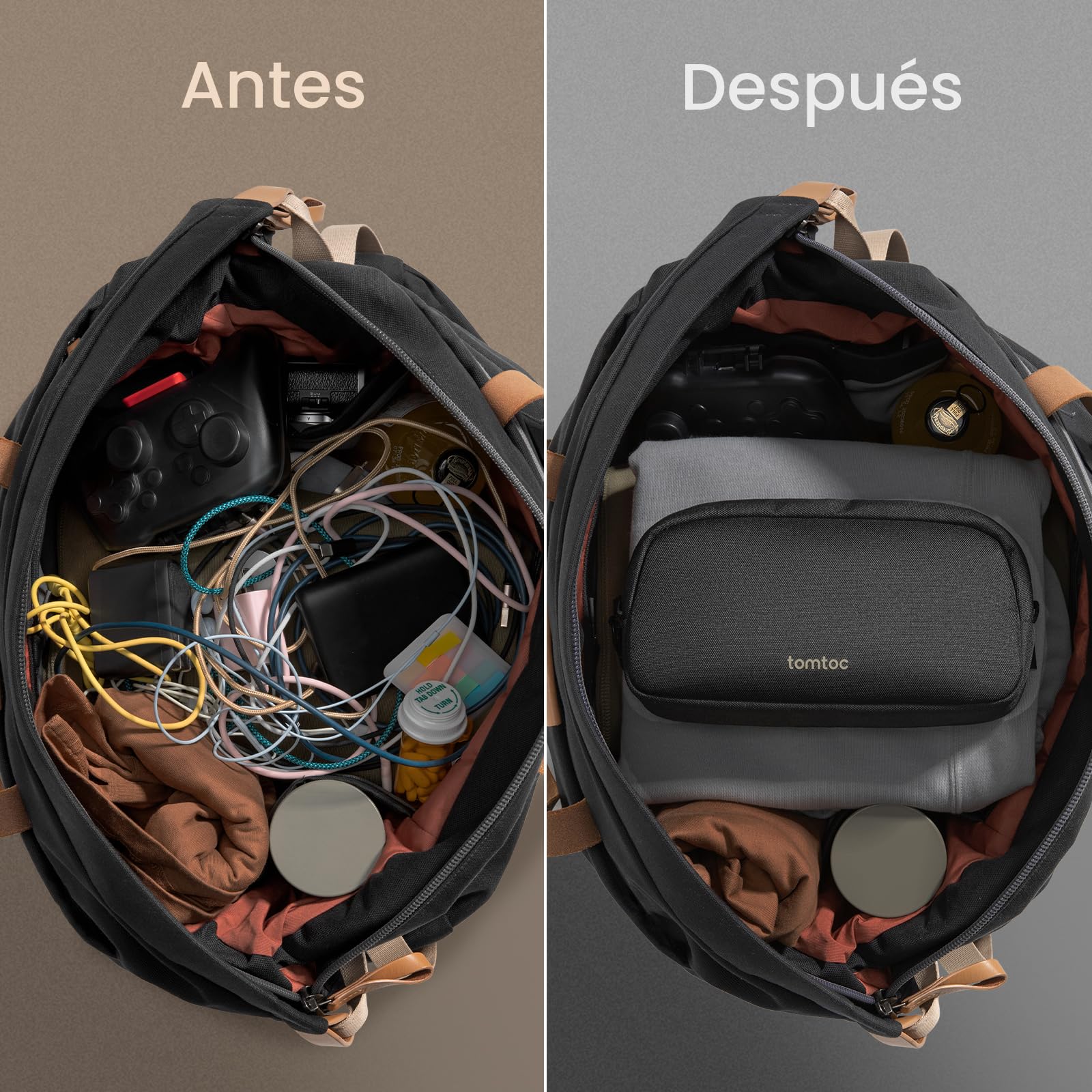 tomtoc Bolsa para Cables Accesorios, Organizador Cables Viaje, Bolsa Organizadora de Cables Portátil para Alimentación de Teléfono Móvil, Power Bank, Memoria USB, AirPods y Artículos de Uso Diario