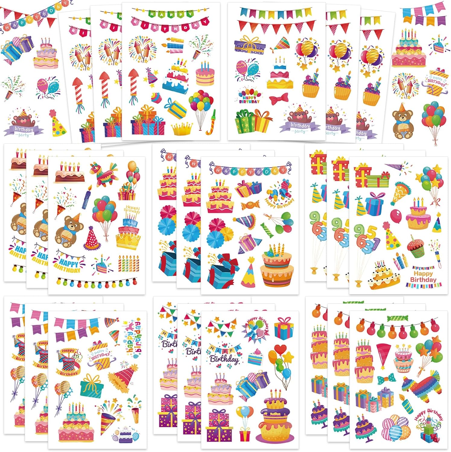 315Pcs Happy Birthday Stickers, Colorful Birthday Party Stickers for Scrapbooking Cards Party Favors Wrap Decor