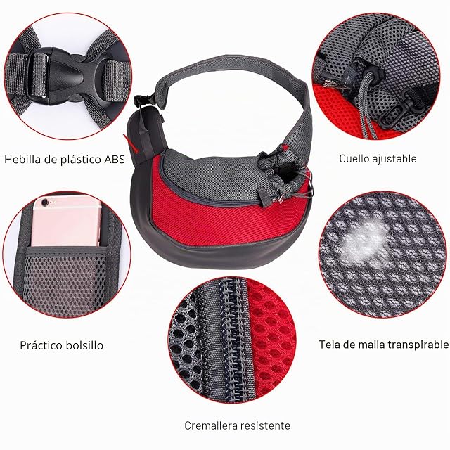 Foto 2 de 7 de Transportín para Perros, Bolsa Bandolera de Transporte para Llevar Perrito Gatito Mascota Pequeño Correa…