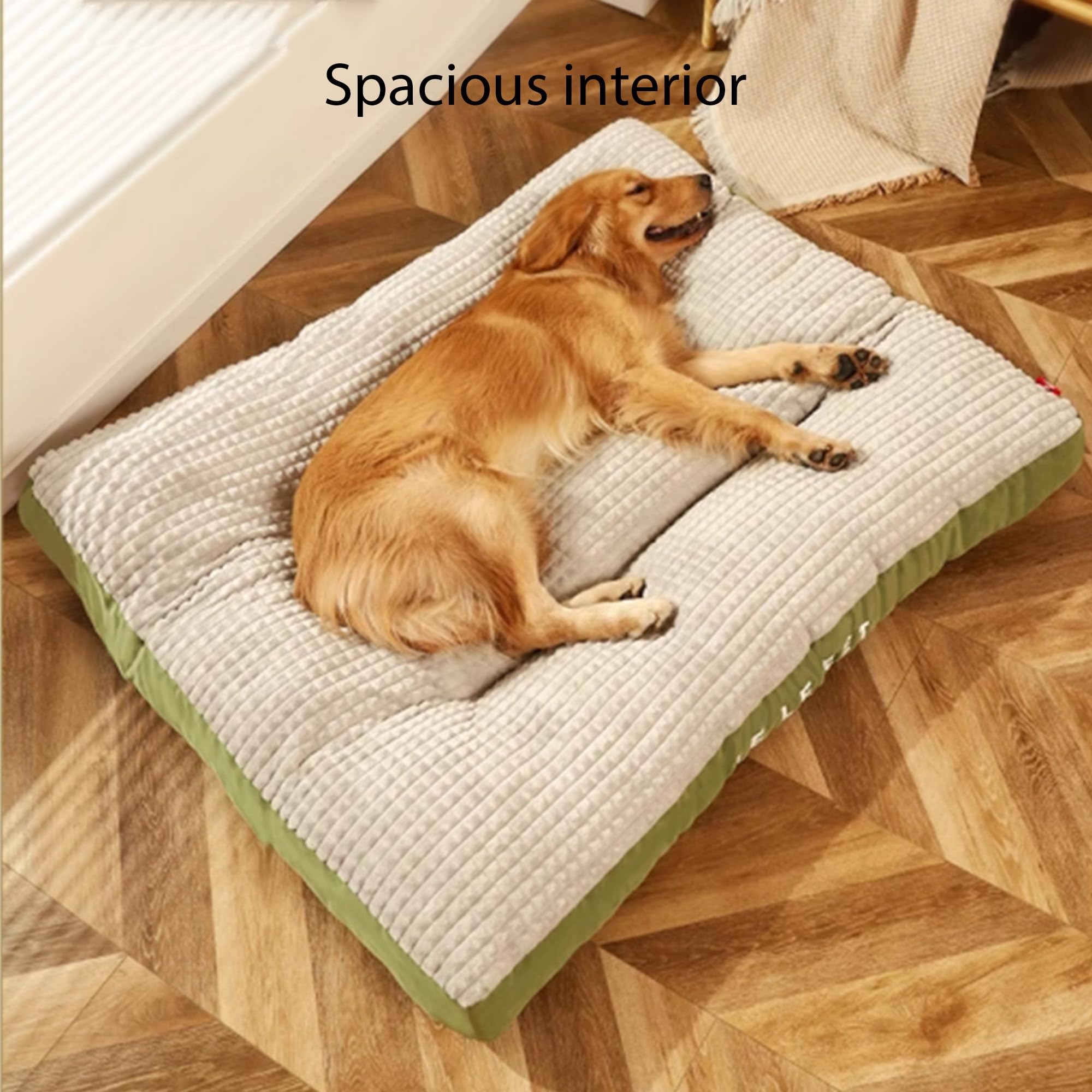 Grand coussin lavable pour animal de compagnie, tapis de cage confortable et chaud pour chiens de taille moyenne et grande taille, coussin rectangulaire en peluche avec fond antidérapant (120 x