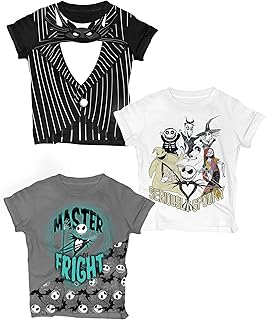 The Nightmare Before Christmas T-Shirts (3 Pack) Jack Skellington, Zero & Oogie Boogie, Tees for Boys, Girls Toddlers and Up