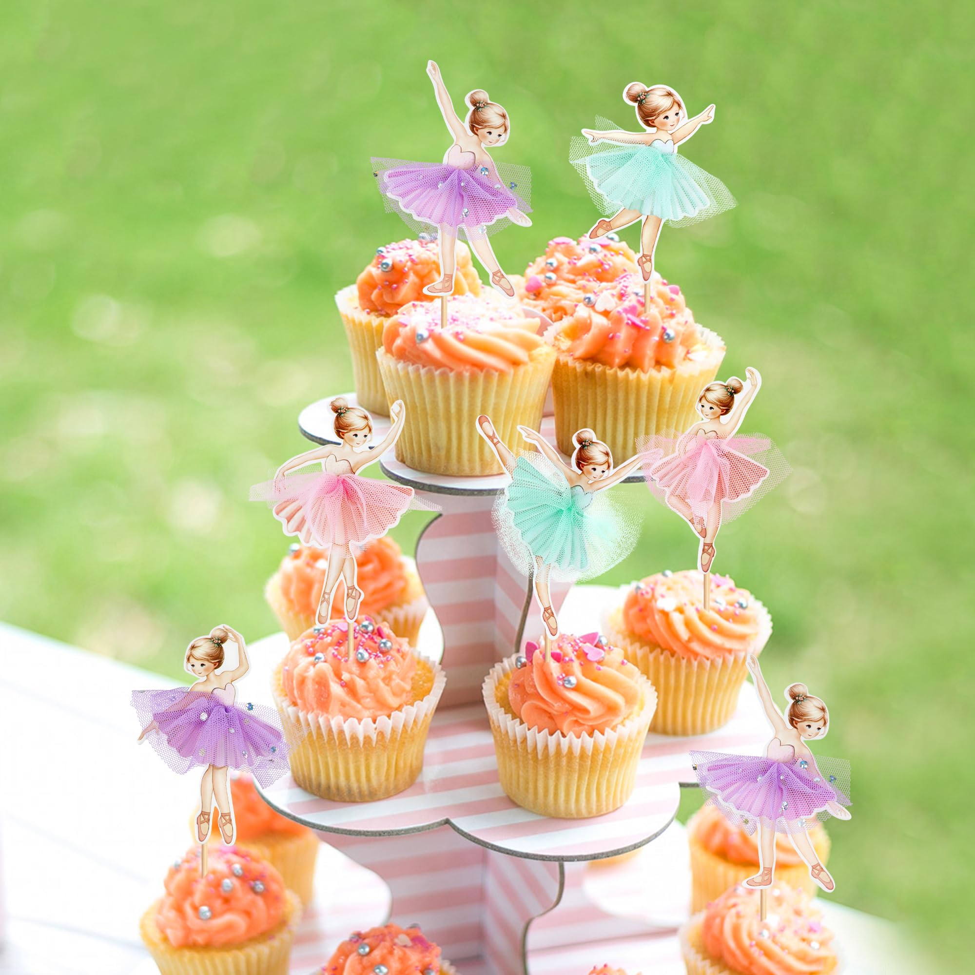 COMNICO 36 decorazioni per torta a forma di ballerina, rosa, per cupcake, ballerine, cupcake, decorazioni per torte danzanti, dessert, muffin, per matrimoni, addio al nubilato, feste di compleanno
