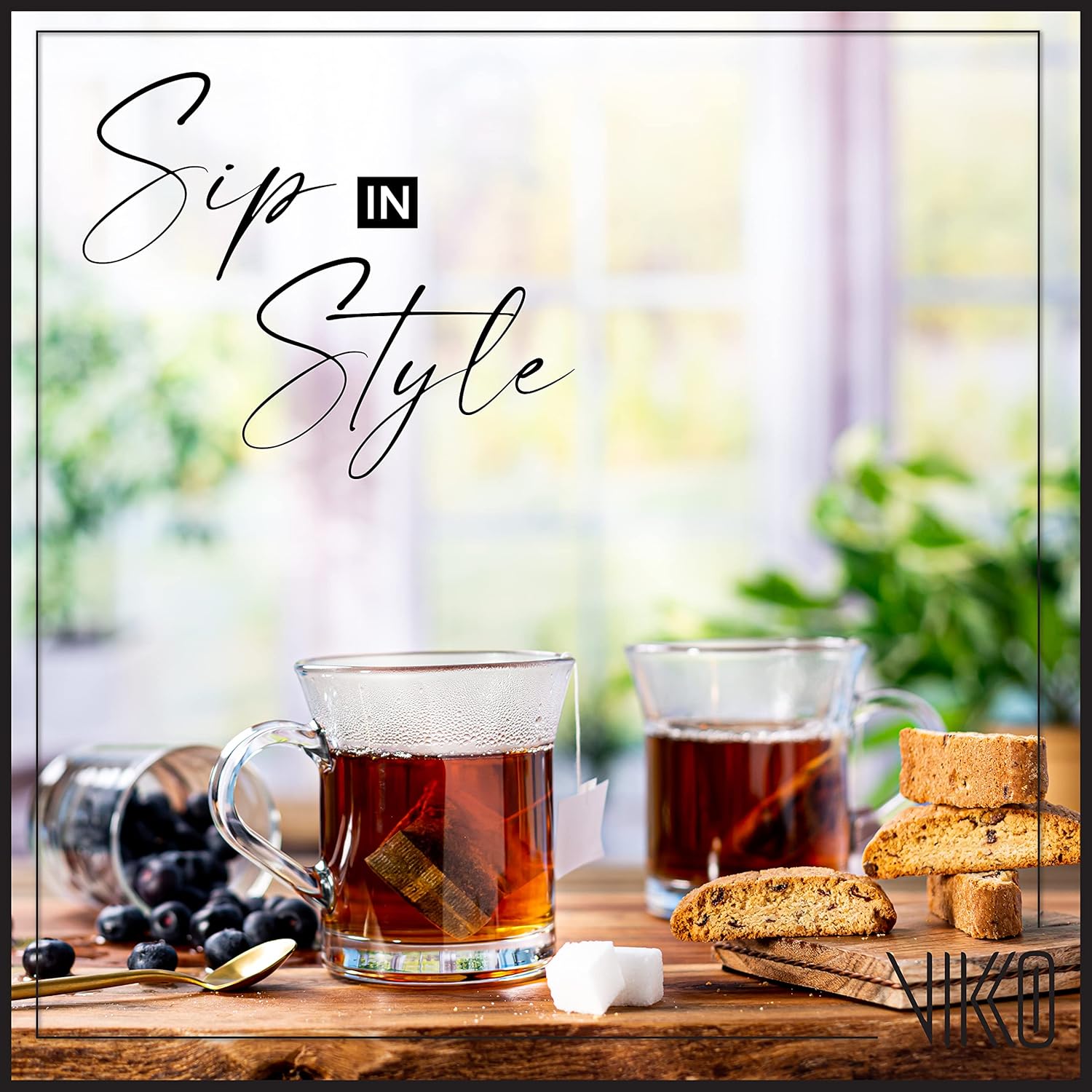 Vikko Glass Coffee Mugs, Thick and Durable 10 Ounce Coffe Cup, Microwave and Dishwasher Safe, Set of 12 Clear Glass Mugs - Image 4