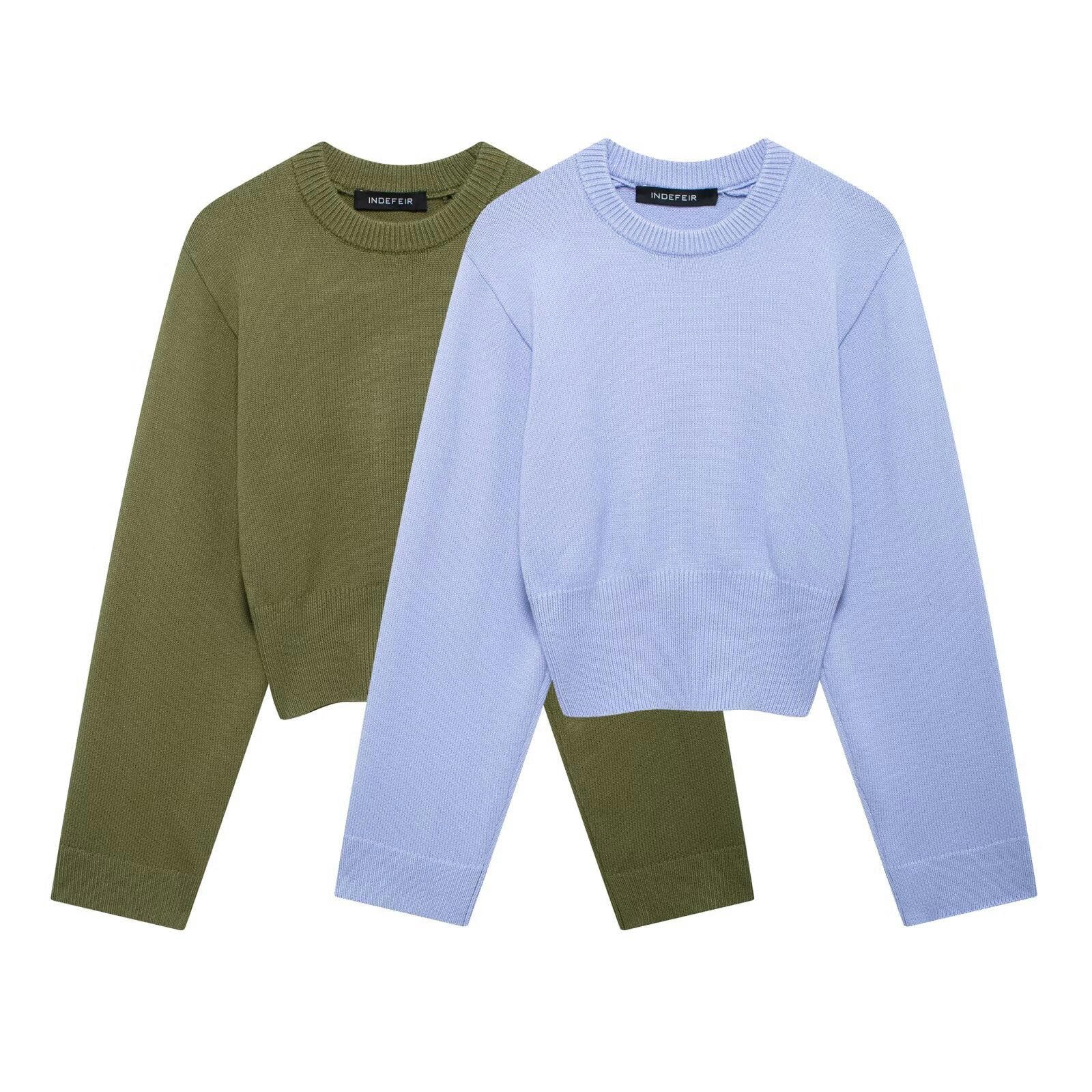 Maglione Donna Stile di Abbigliamento da Donna Moda Semplice E Versatile A Manica Larga Cardigan-Blu-s