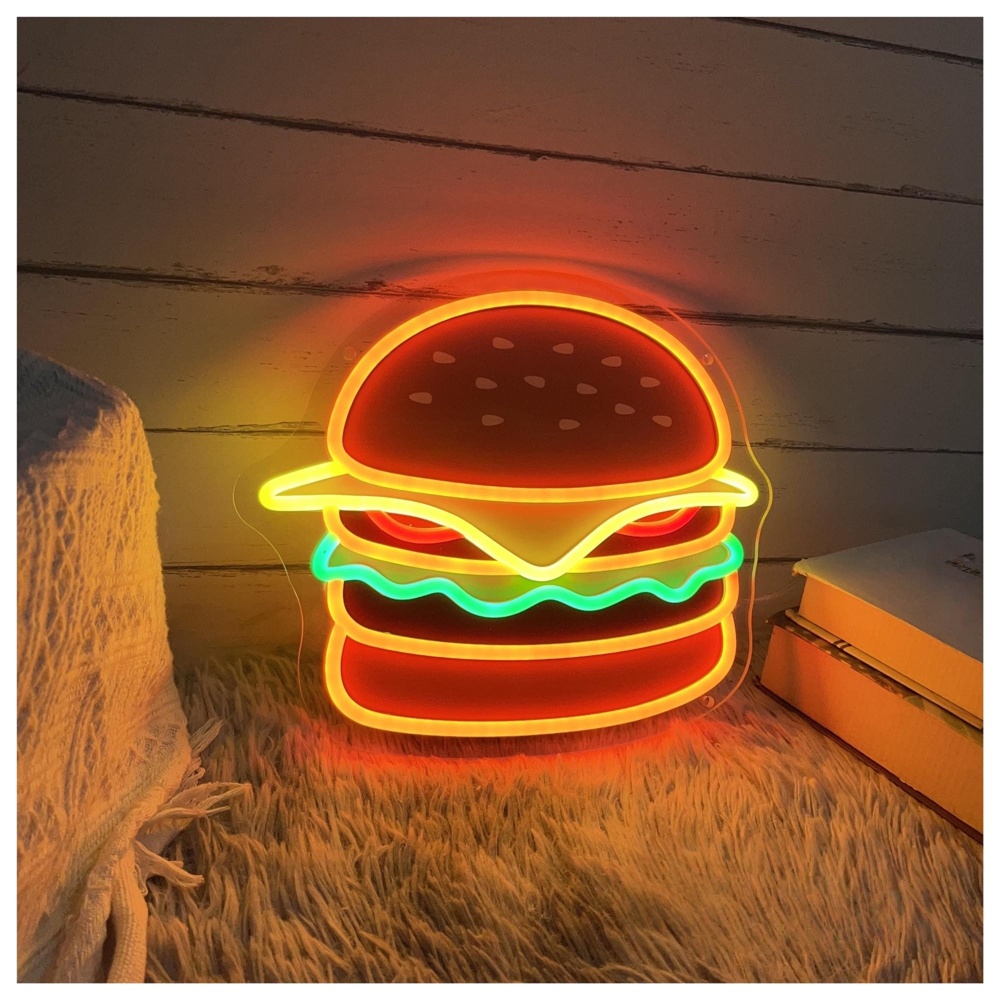 Insegna al Neon Insegna Al Neon A Per Hamburger, Luce A Con Stampa UV Per, Decorazione Da Parete Per Cucina Di Casa 30cmx35cm