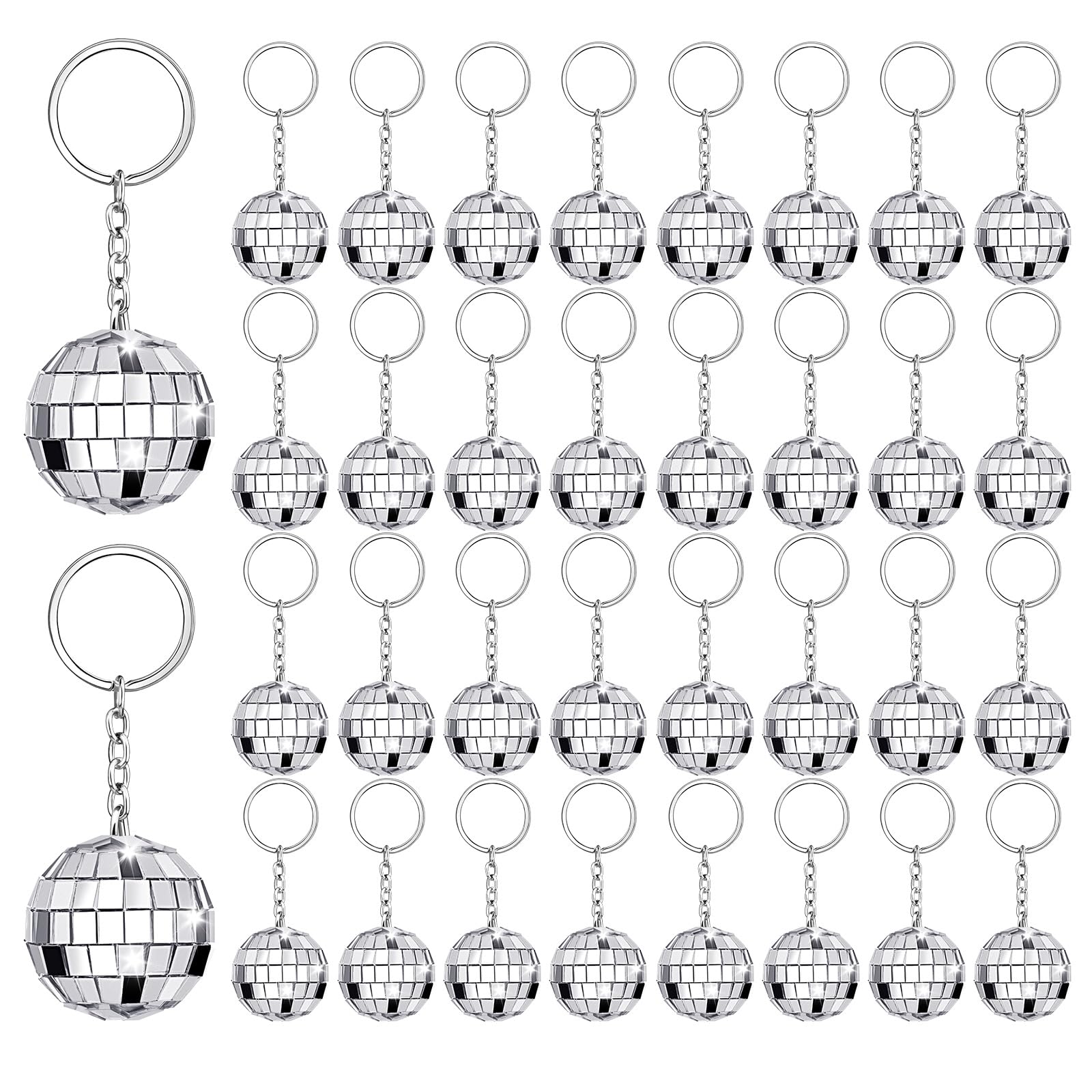 ZHWKMYP 40Pcs Disco Ball Keychain, Disco Ball Keychains Bulk Party Favors for Supplies Decorations