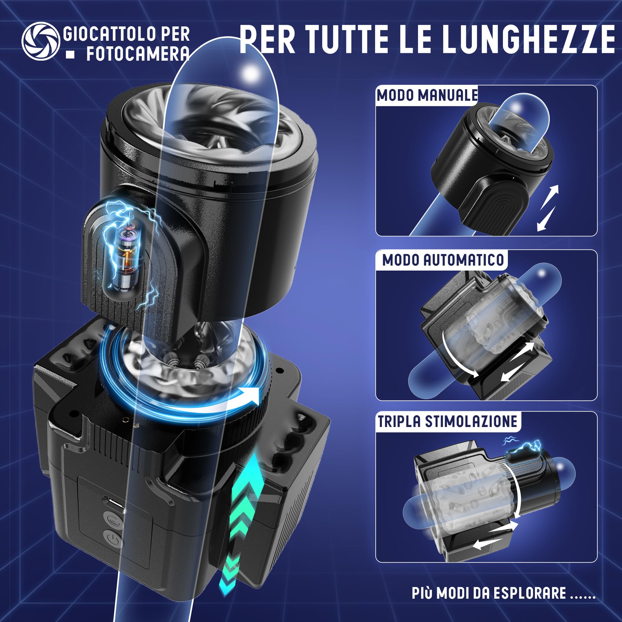 Glanvoo Masturbtore per Uomini Sex Toys, Masturbatore Maschile Automatico con 7 funzioni telescopiche e rotanti 7 modalità di vibrazione, Masturbatori Sex Toysper per Uomini, Nero