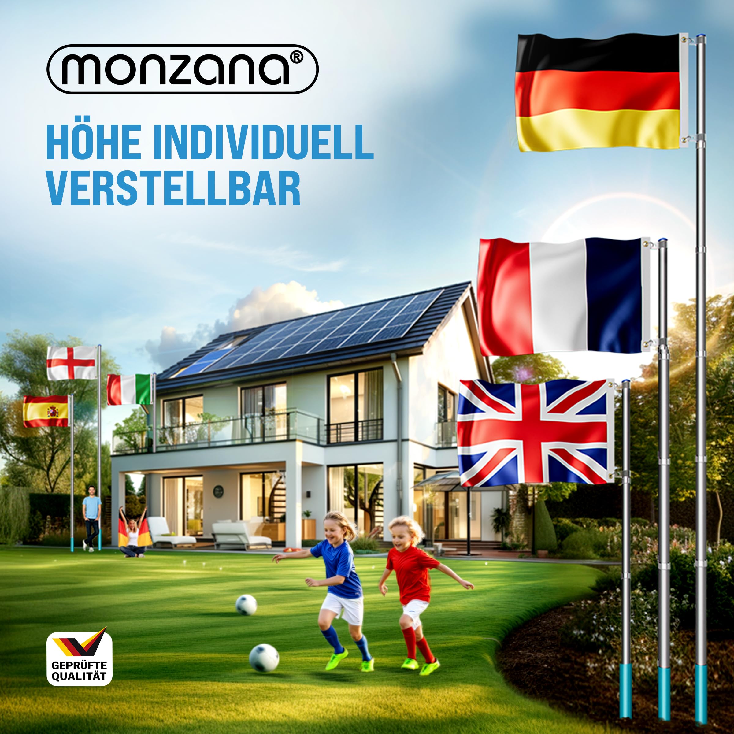 MONZANA Asta per bandiera telescopica in alluminio 630cm base 60cm