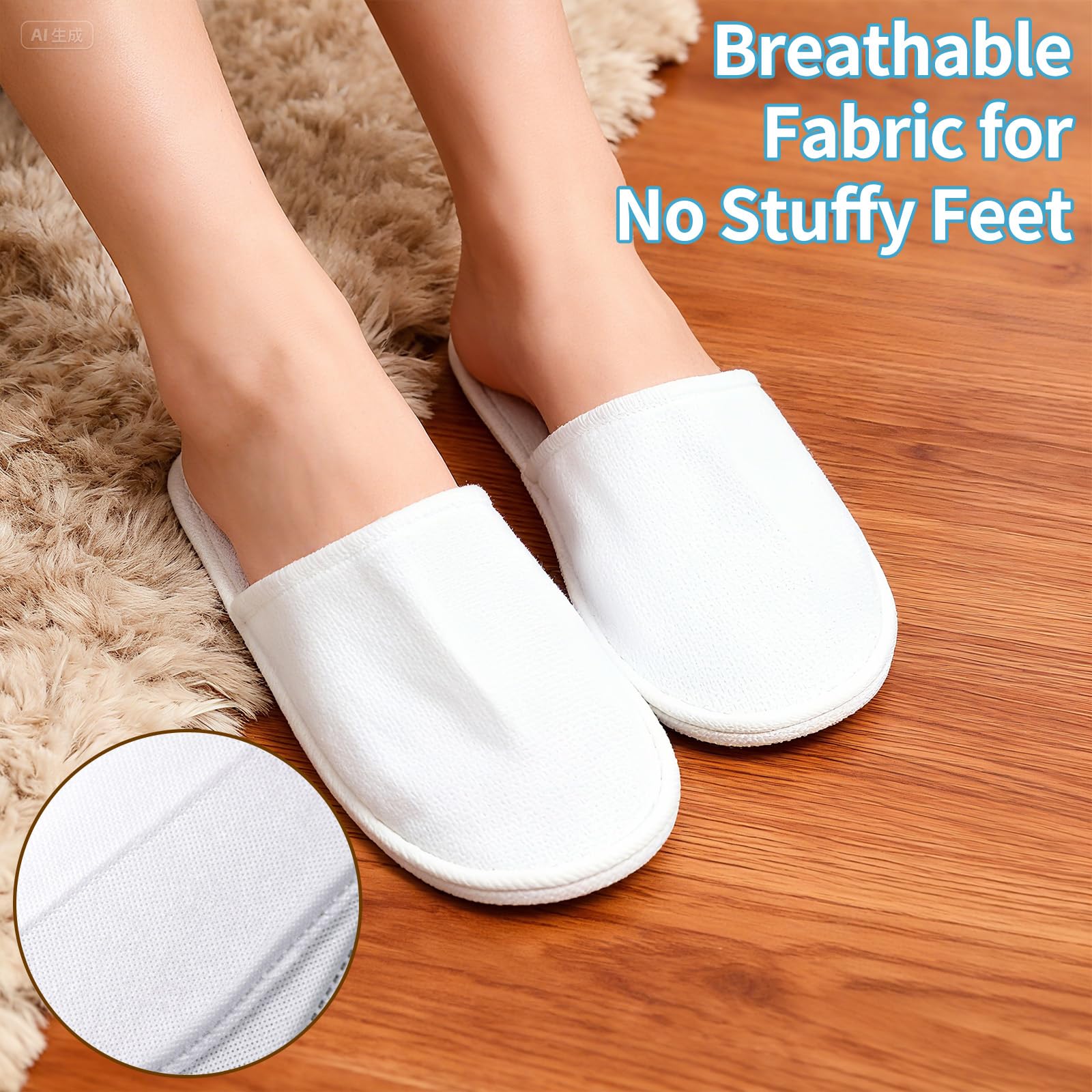Xerteam 8 Paia Ciabatte Ospitidi, Pattine per Casa, Pantofole da Hotel, Taglia Universale, Unisex, Antiscivolo, Lavabili, Set di Pantofole per Ospiti per Viaggi in Hotel e Spa