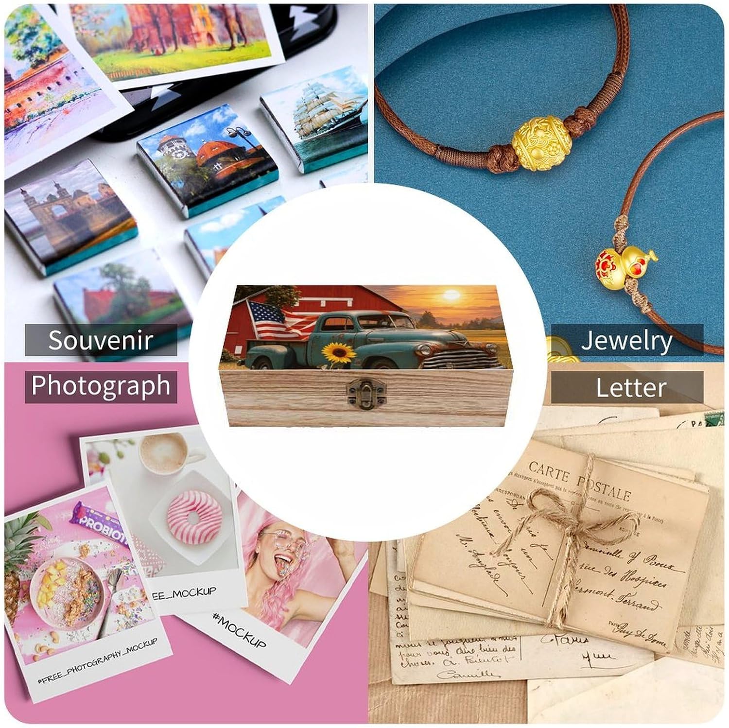 Sunset Vintage Car Wooden Decorative Storage Box Jewelry Box image 5
